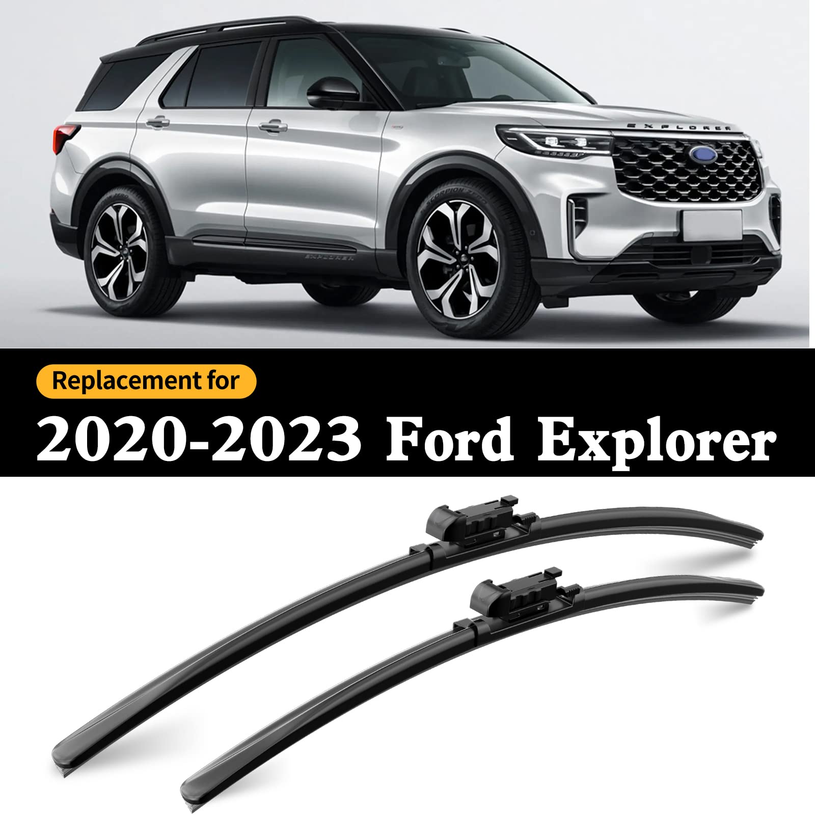 Gardimu Replacement For 2020-2023 Ford Explorer Windshield Wiper Blades-3 Pieces Of Car Front And Rear Window Wiper Blades