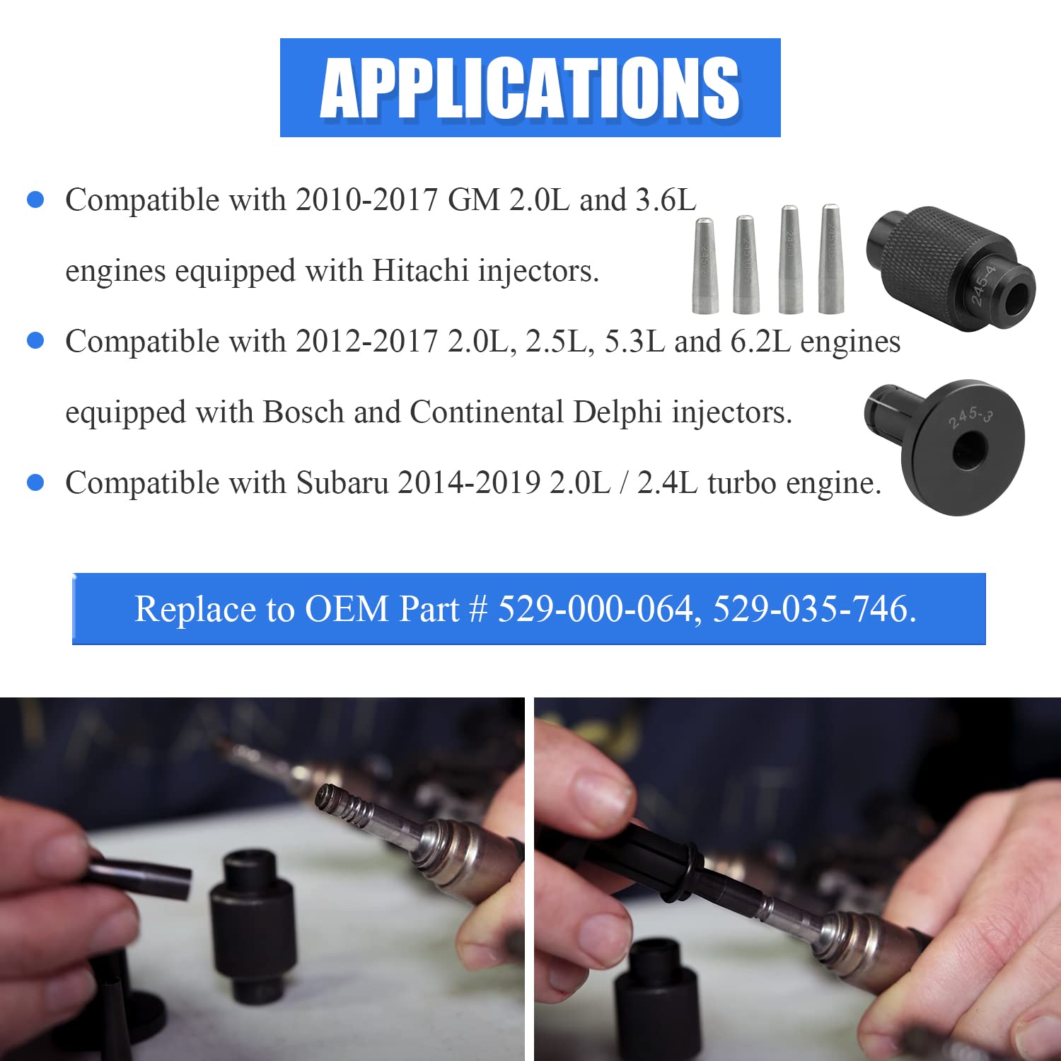 Fuel Injector Seals Tools Suitable for GM245 Compatible with GM Subaru Replace to #EN-49245, EN-51105 and #18683AA000