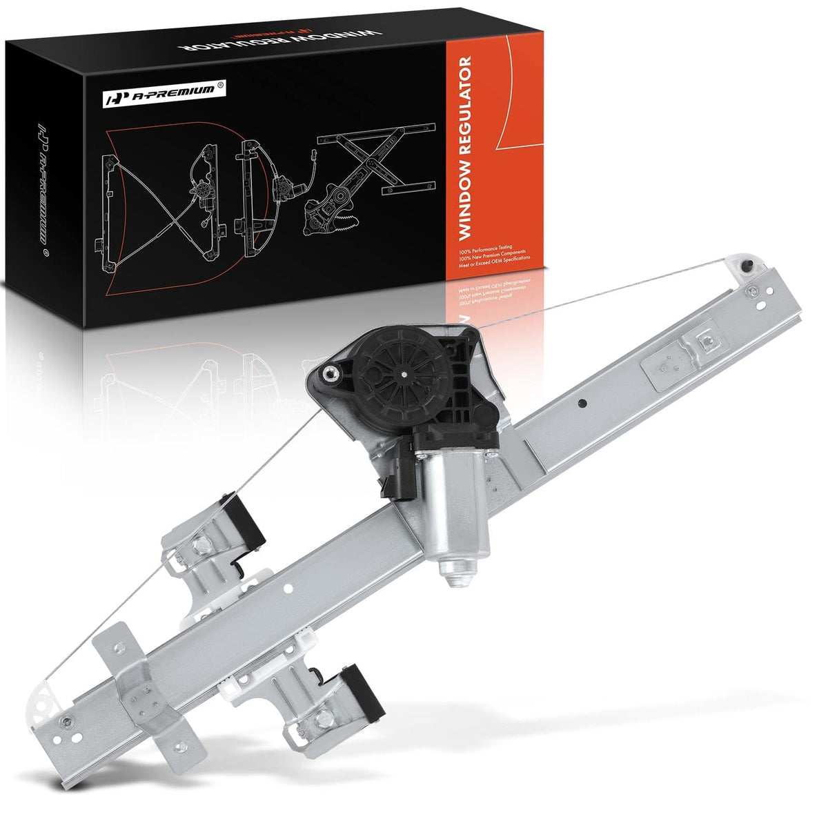 A-Premium Rear Left Driver Side Power Window Regulator with 2-Pin Motor Compatible with 2007-2013 Chevy Silverado/GMC Sierra 150