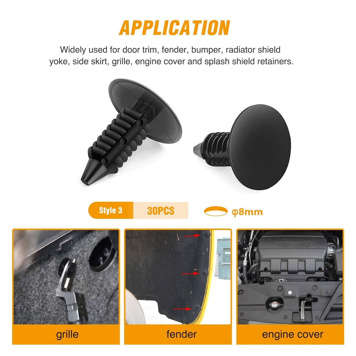 GOOACC GRC-18 100PCS 7mm 8mm 10mm Nylon Push Expansion Screws Replacement Kit,Bumper Fastener Rivet Clips GM 21030249 Ford N807389S