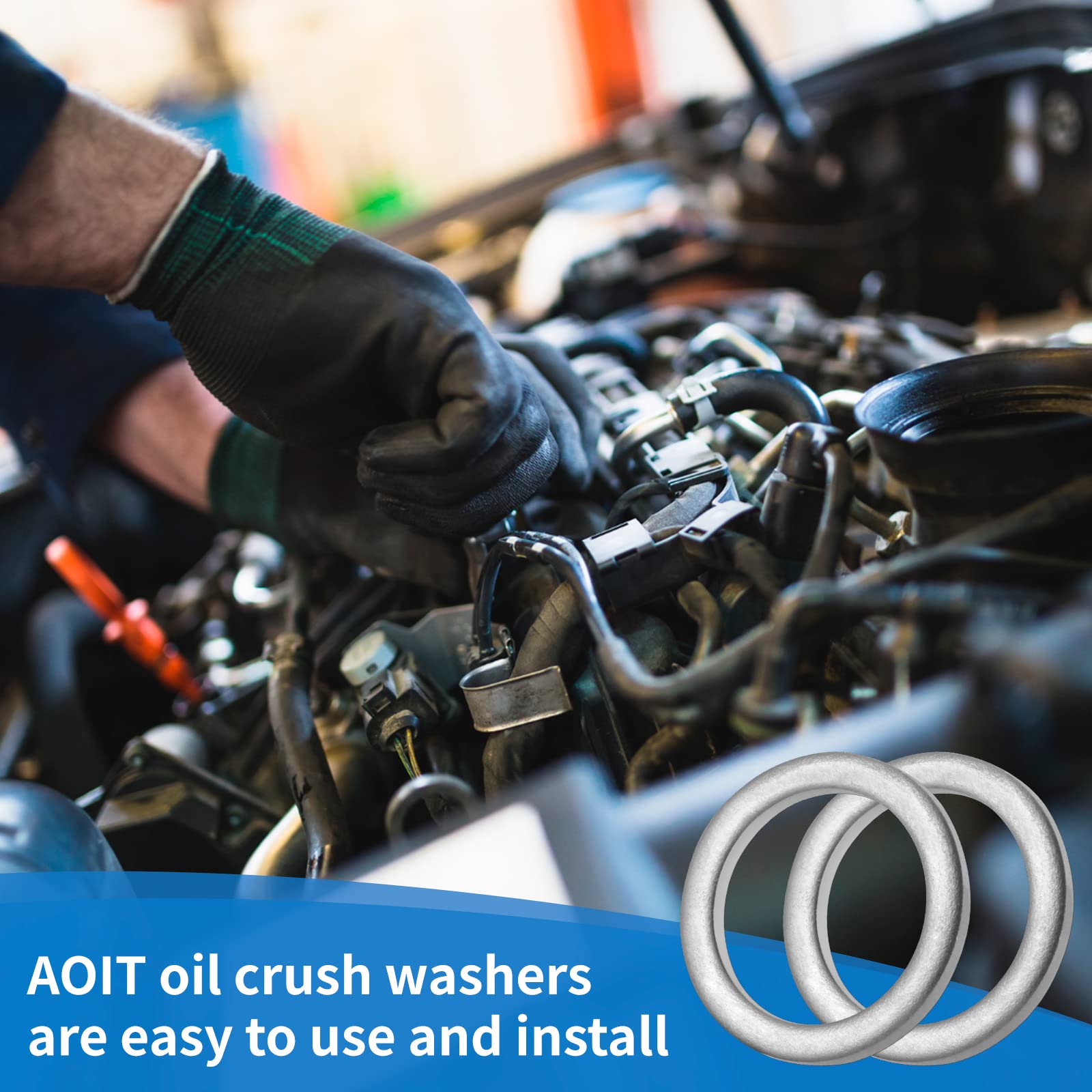 AOIT 10 Pcs Silver Aluminum Transmission Fluid Drain Plug Crush Washer Seal for Toyota Prius Corolla Tacoma Camry - Replaces Part# 90430-18008