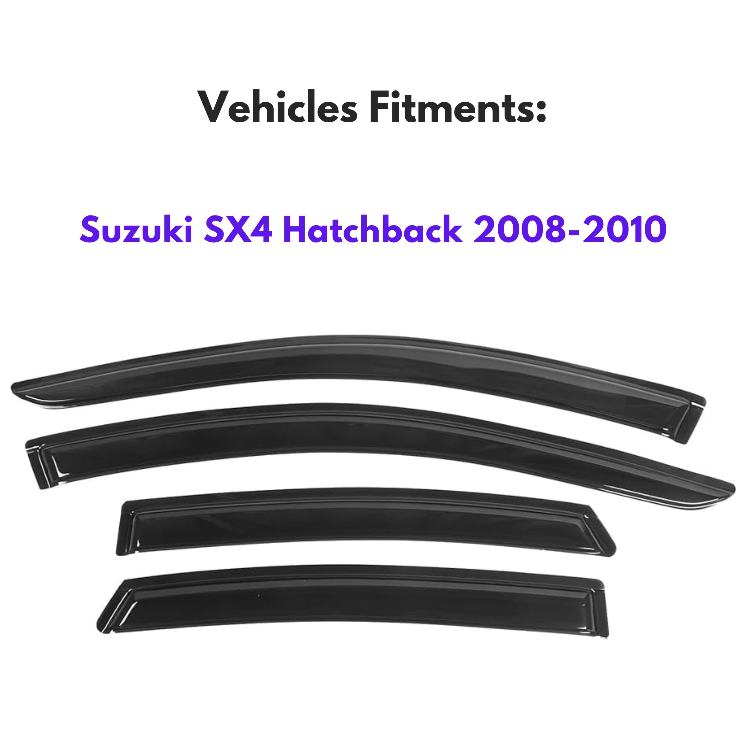 KPY Window Visor Compatible with Suzuki SX4 Hatchback 2008-2010, Rain Guard Window Vent Deflectors Tape-On Style, 2008 2009 2010