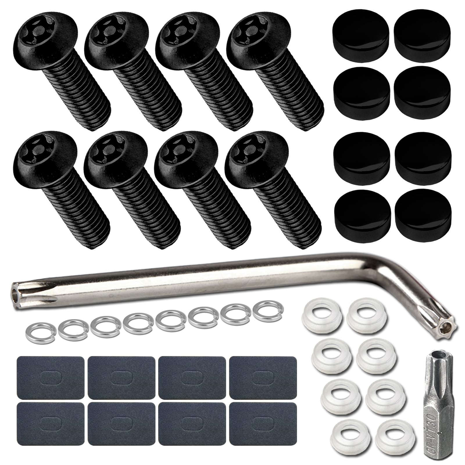 Zxfoog Black License Plate Screws- Anti Theft Bolts For Fastening Car Tag Frame Holder, 1/4'' Stainless Steel Security Plate Mou