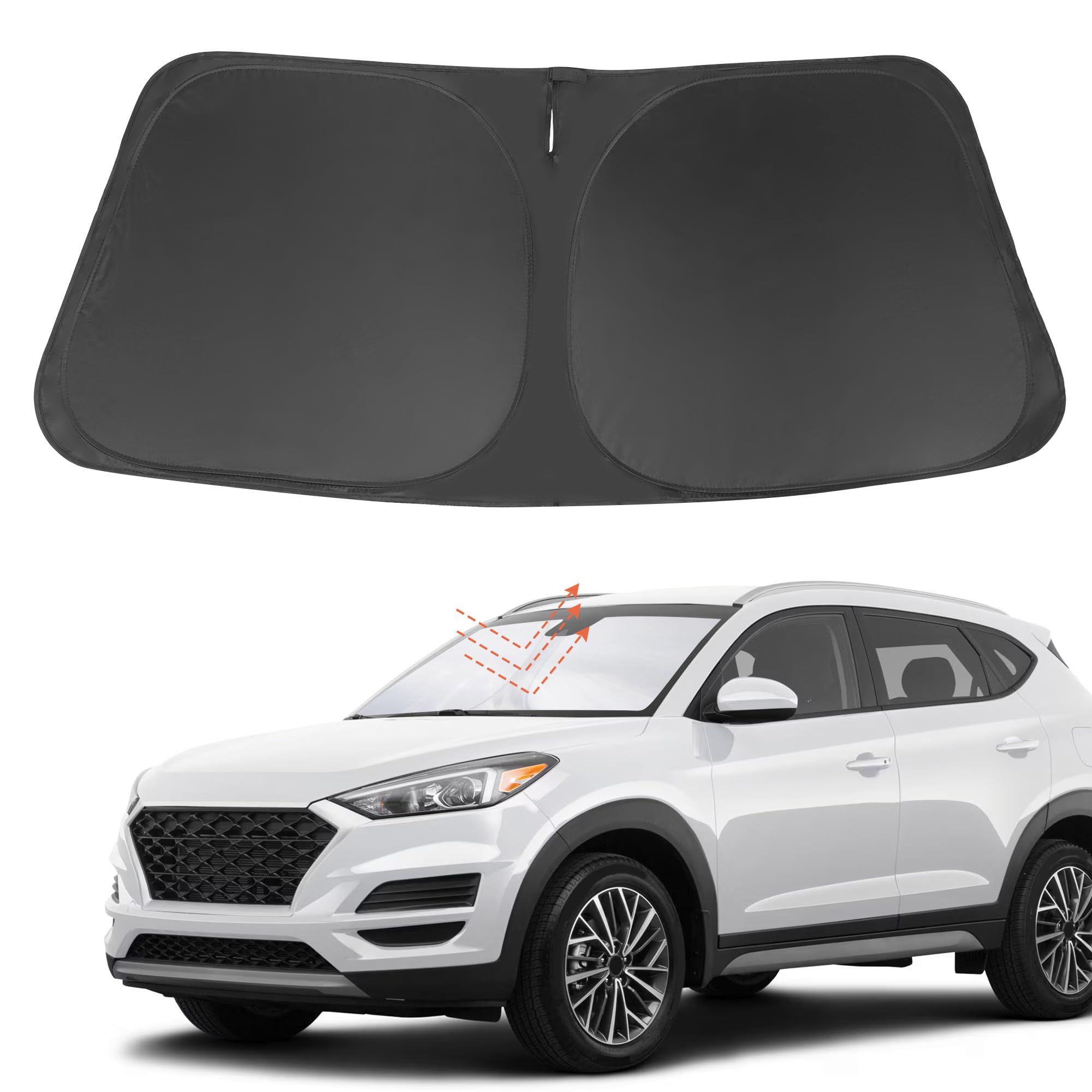 Yycke Windshield Sun Shade Accessories Compatible With 2016-2021 Tucson(Not For 2022 Tucson) For Hyundai Foldable Sunshade Sun V