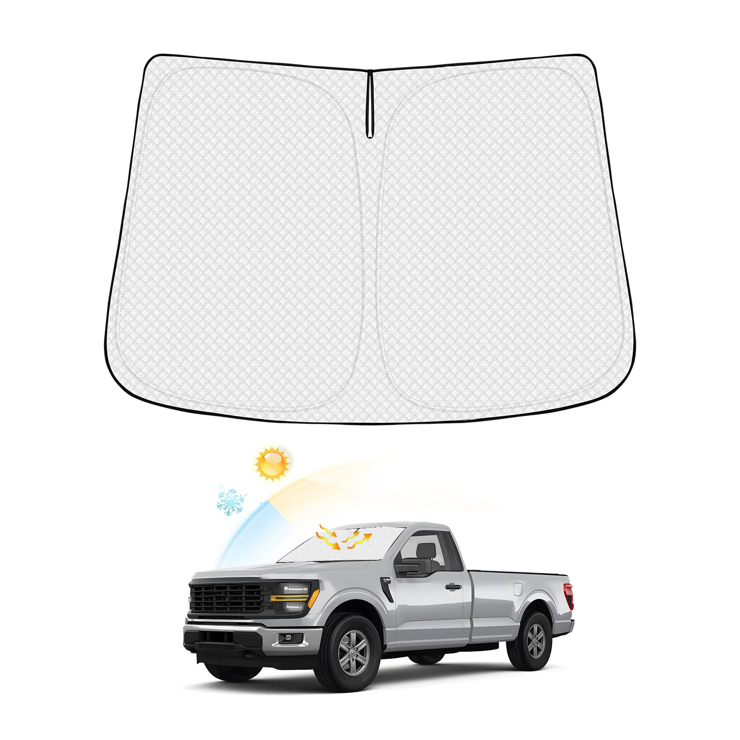 Canvcle Windshield Sun Shade For Ford F-150 2021-2024 2025 F150 Accessories Thicken 6-Layer Front Window Sunshade Cover Sun Viso