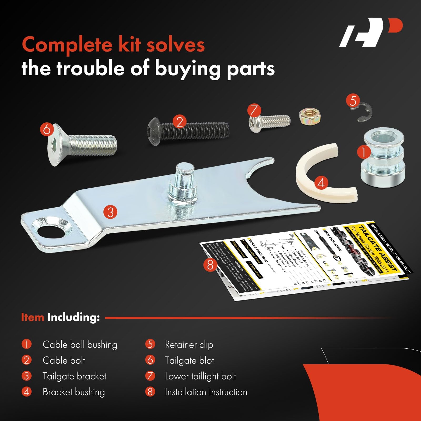 A-Premium Rear Left Tailgate Assist Lift Support Gas Spring Compatible With Nissan Frontier 2005-2021