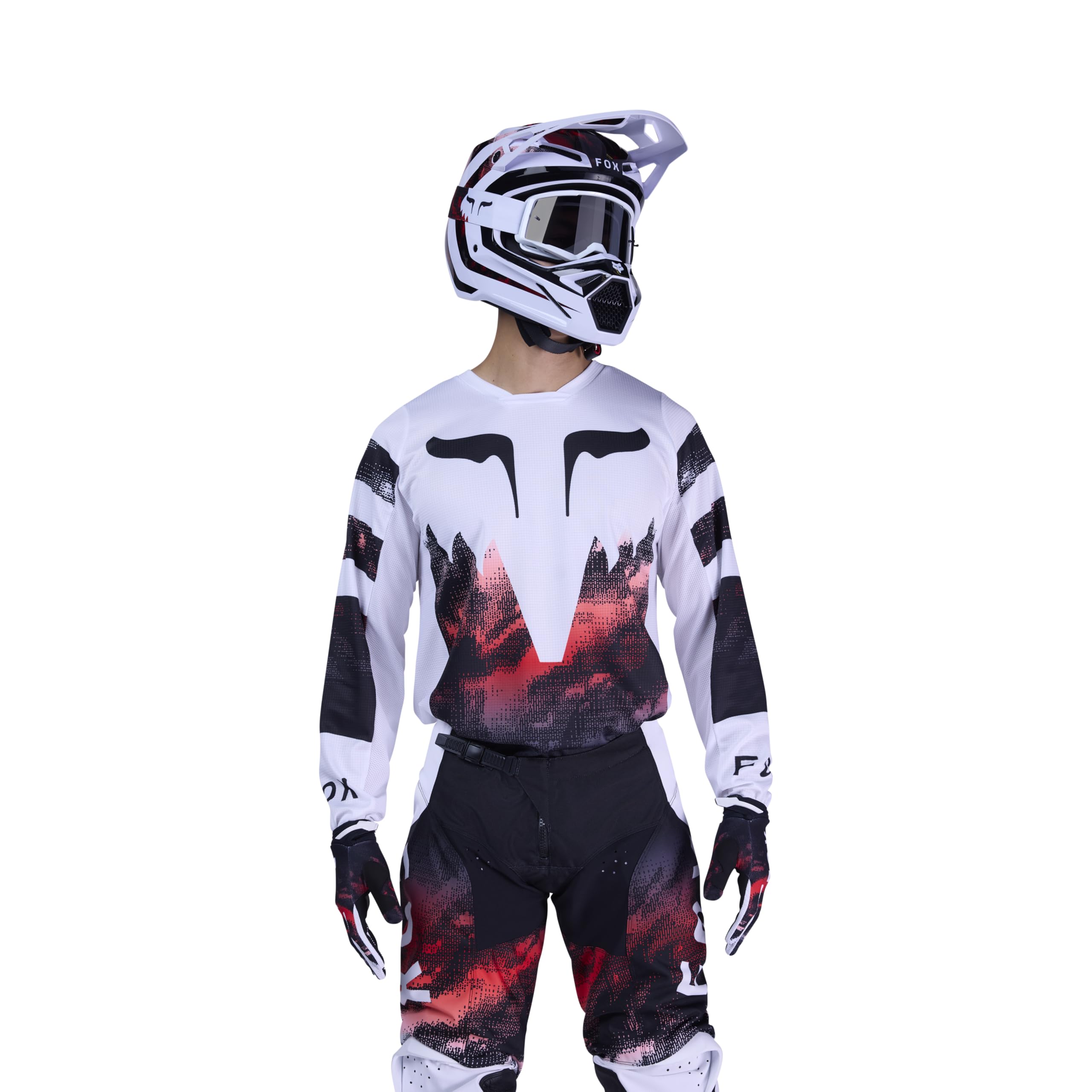 Fox Racing Mens 180 Kairos Motocross Dirt Bike Jersey, White/Fluorescent Red, XX-Large