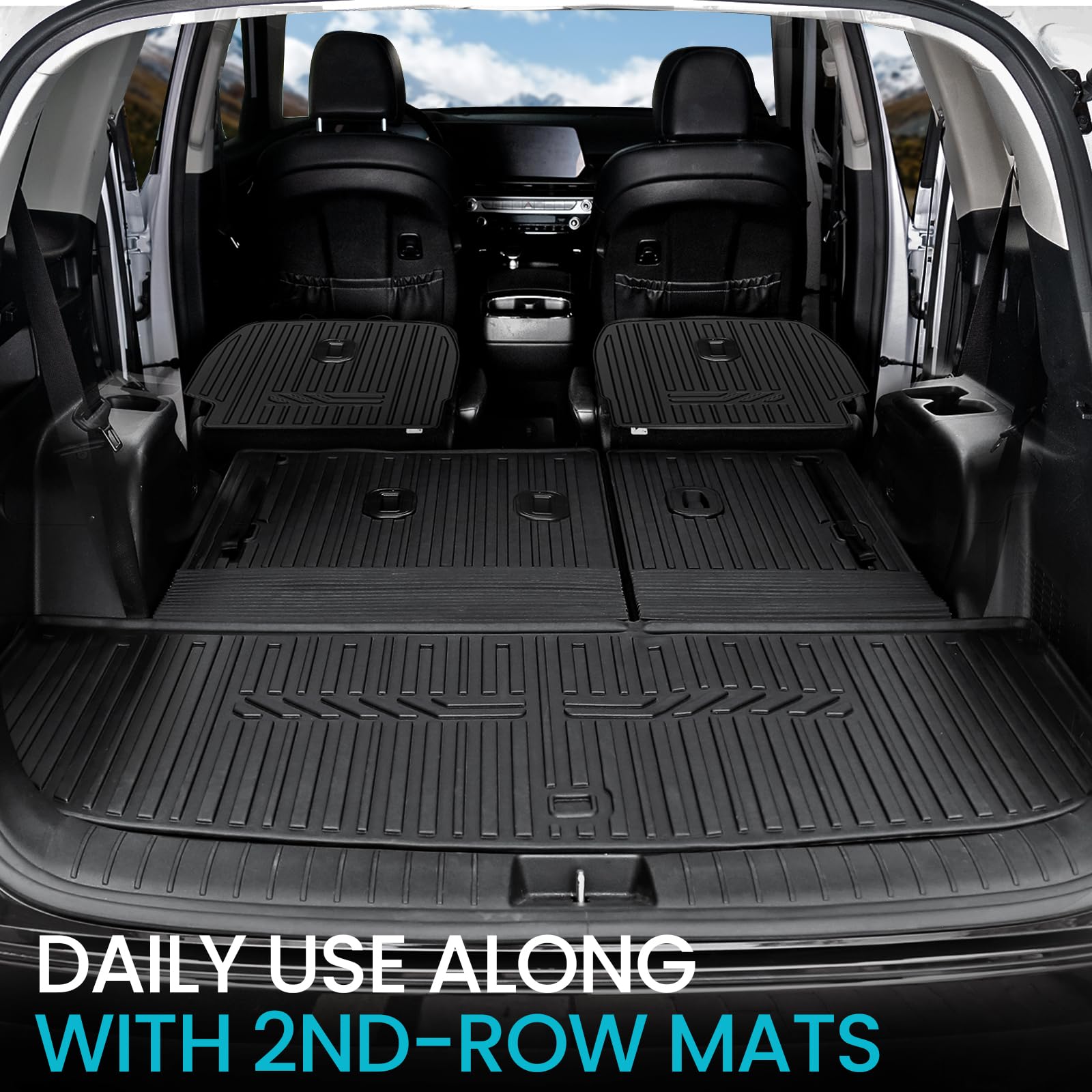 Joularise Cargo Mat With Backrest Mats For 2020-2025 Hyundai Palisade Accessories, All-Weather Cargo Liner Trunk Mat For Palisad