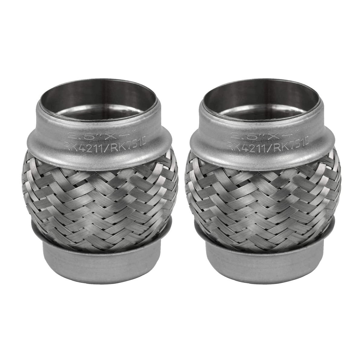 Rp Remarkable Power, 2 Pack 2.5 Inch Inlet Exhaust Flex Pipe,2.5 Id X 4 Length Flexible Tube,Stainless Steel Double Braid Heavy