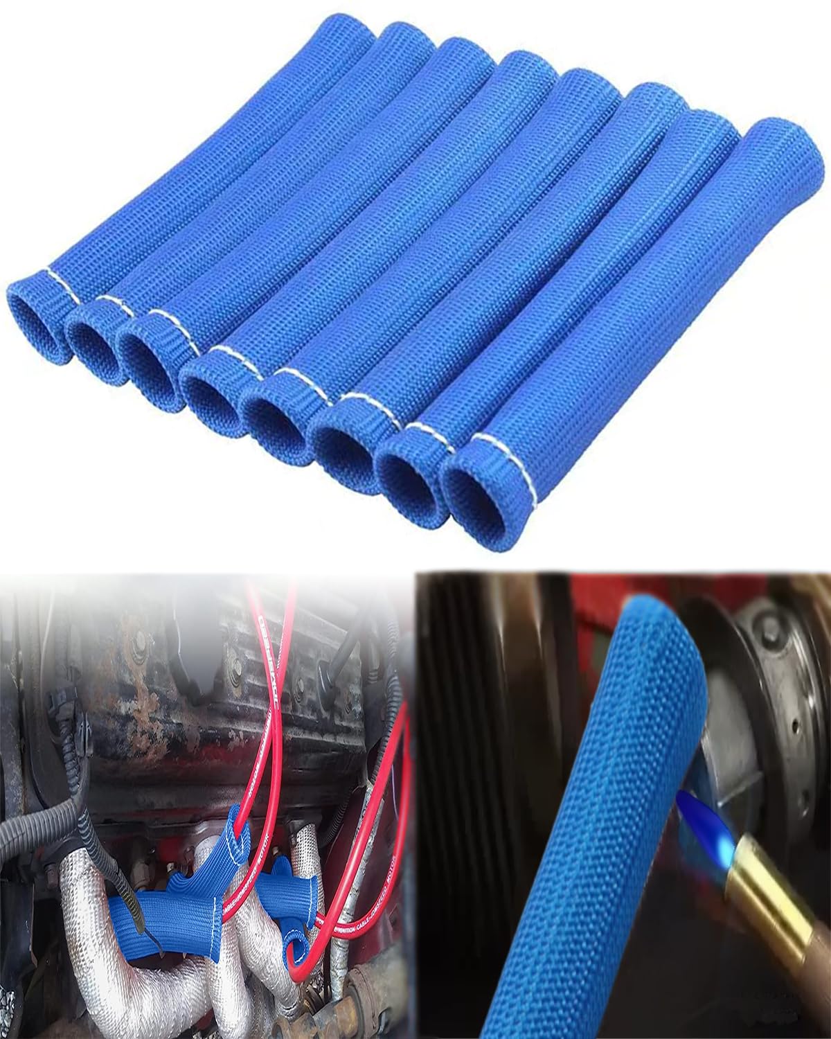 Spark Plug Heat Sleeve Protection - 8 Pcs 2500 Spark Plug Wire Boots Protector, 6 Inches Spark Plug Wire Heat Shield Cover Repla