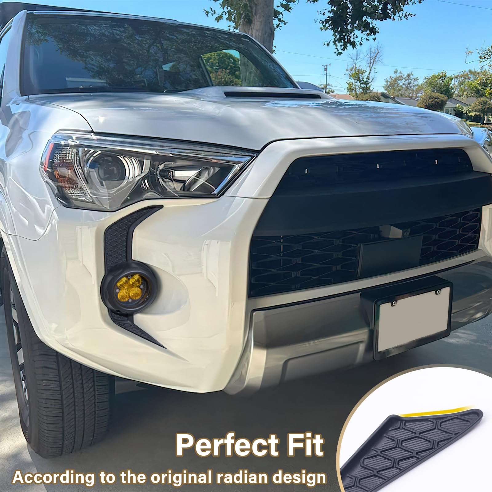 Front Fog Light Decals Compatible with 2014-2024 Toyota 4Runner Accessories Front Bumper Grill Trim ABS Plastic Material (Black)
