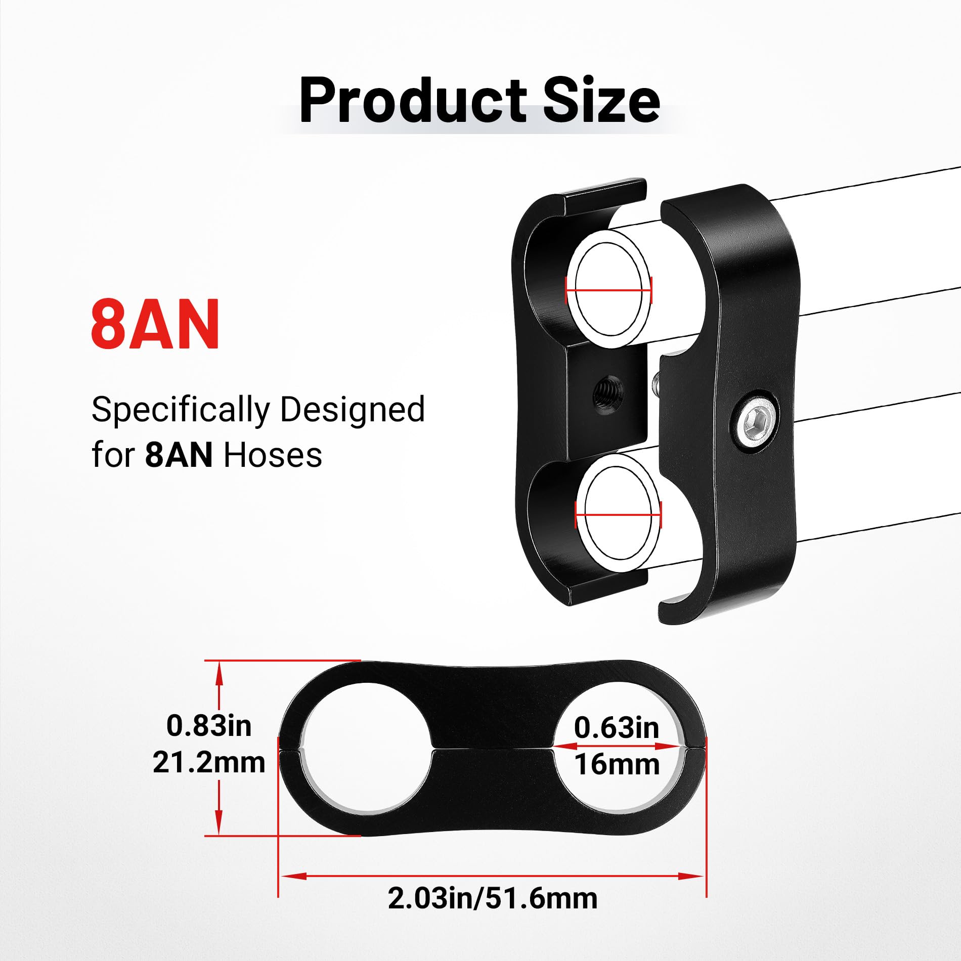 EVIL ENERGY Hose Separator Clamp,Fuel Line Mounting Clamp Aluminum Black (6, AN8)