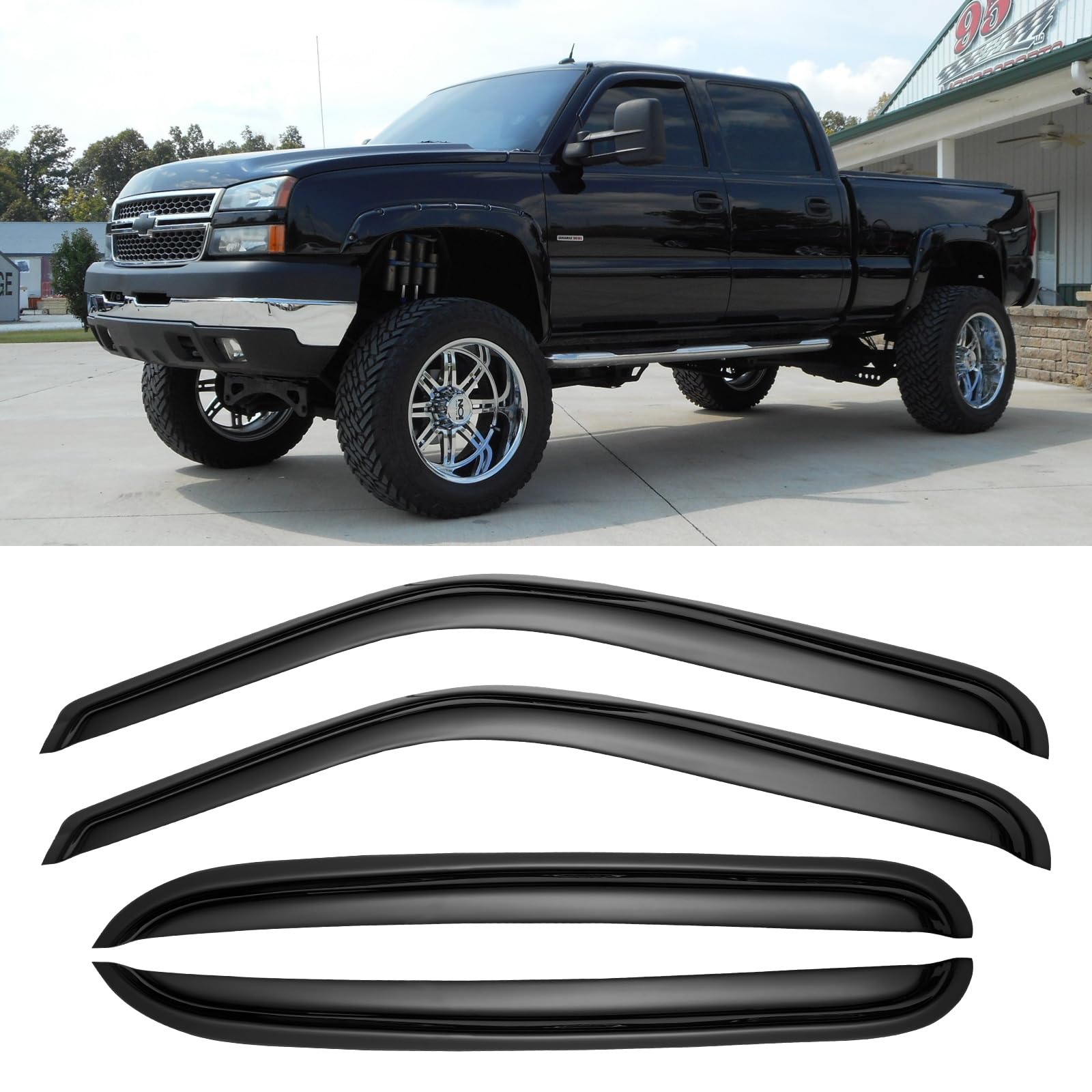 Cxdar Window Rain Guards For 2001-2007 Chevy Silverado/Sierra,Window Visors Vent Shade Deflector For 2002-2006 Avalanche/Escalad