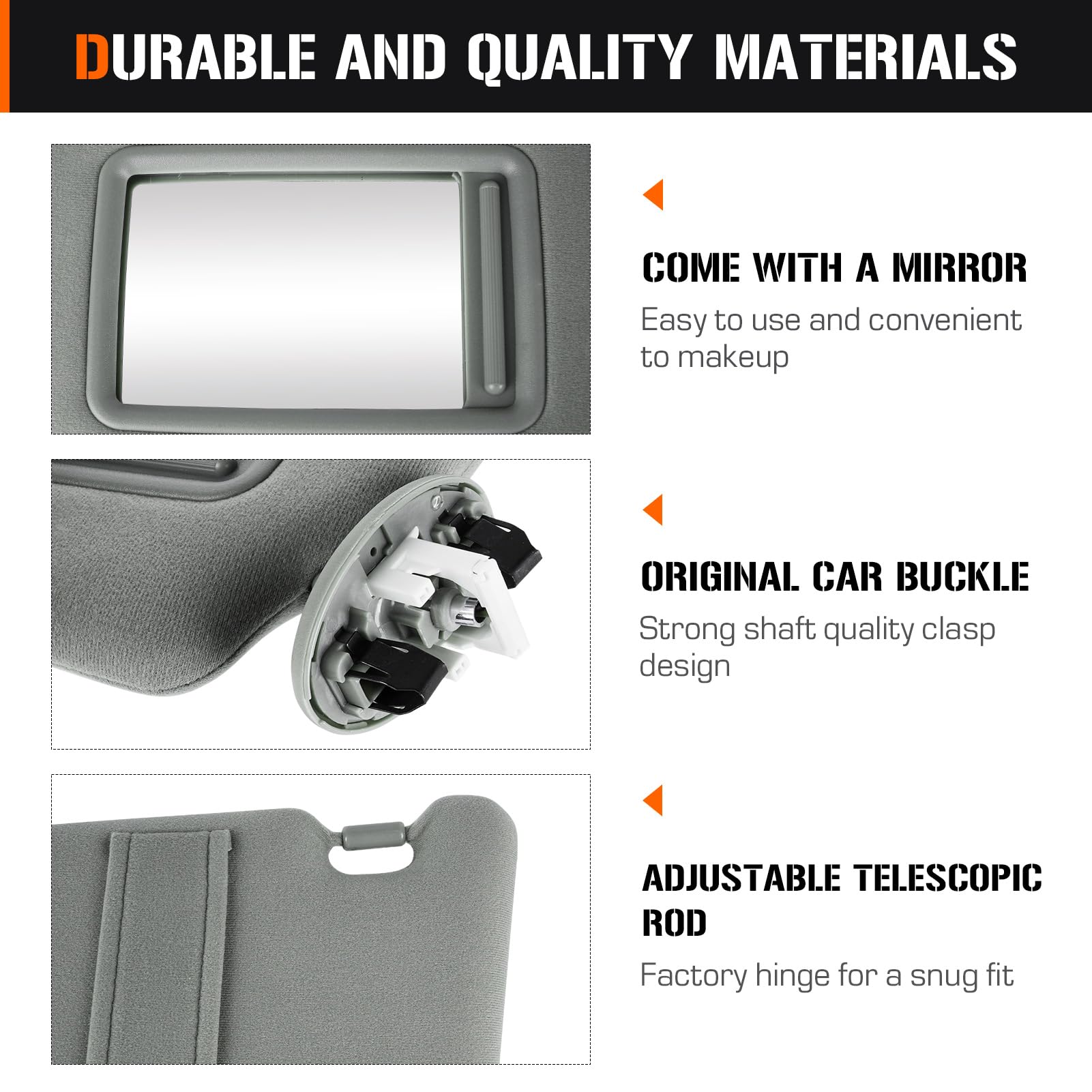 Sun Visor With Light For Toyota Camry 2007-2011 With Sunroof, Right Passenger Side Gray Sunvisor Replace 74320-06800-B0