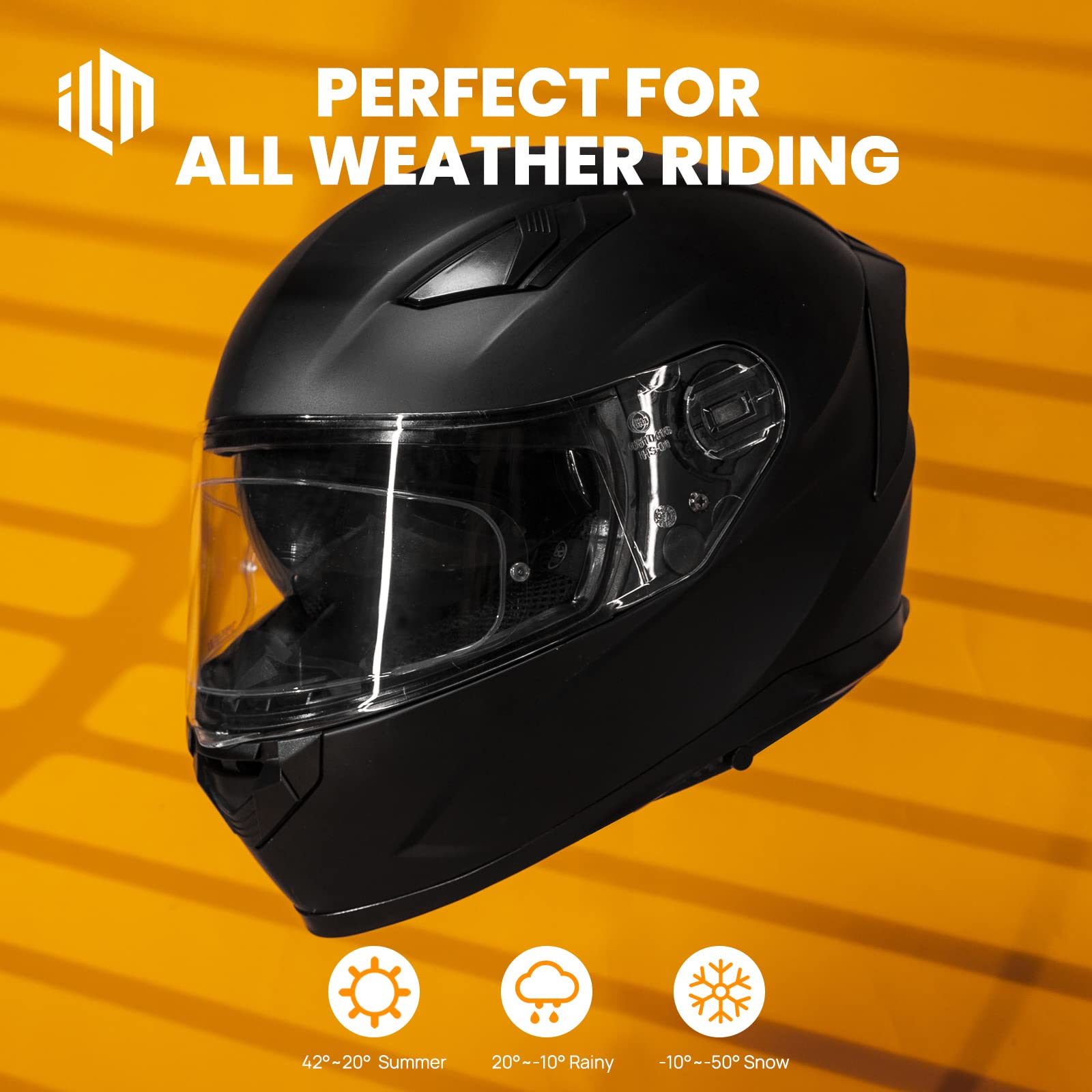 ILM Full Face Motorcycle Helmet, Anti-Fog Pinlock, Heated Shield, Matte Black, Small, DOT Certified for Men & Women - Model-129