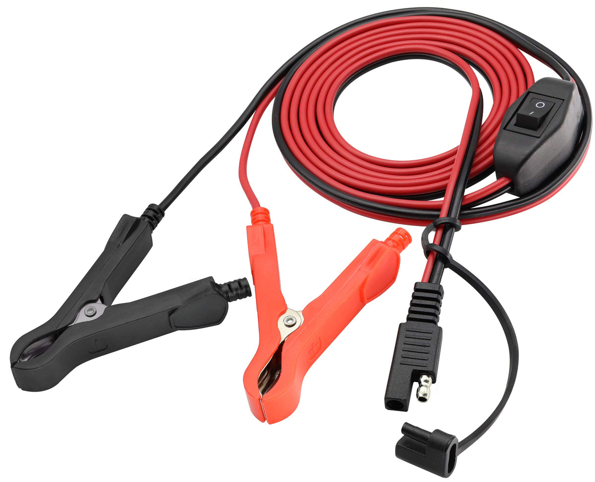 Aaotokk Sae Extension Cable 16 Awg Wire Harness Sae To Battery Alligator Crocodile Clip12V Dc Extension Cord With Switch Quick C