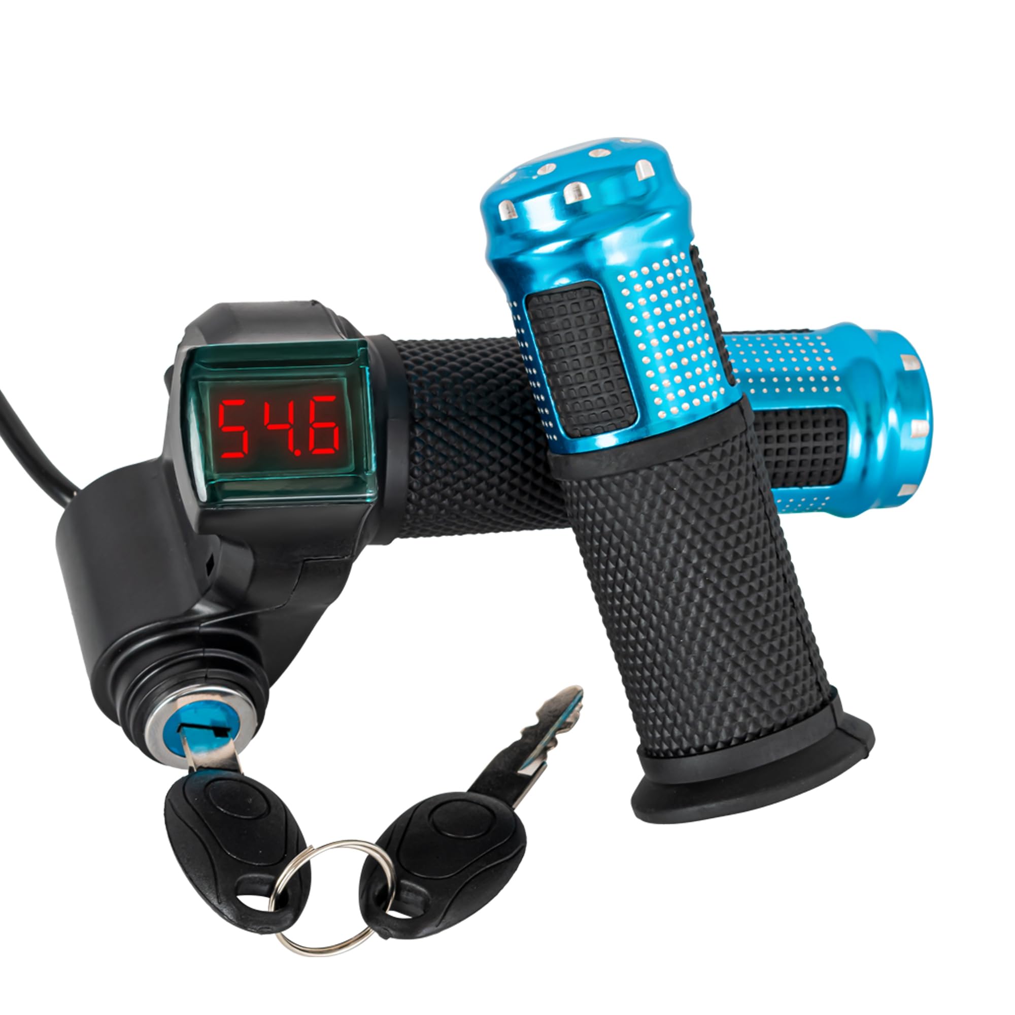 Electric Twist Throttle with Key 12-84V Universal Electric 5 Wire Throttle Voltage Display Razor Upgraded Throttle with Display