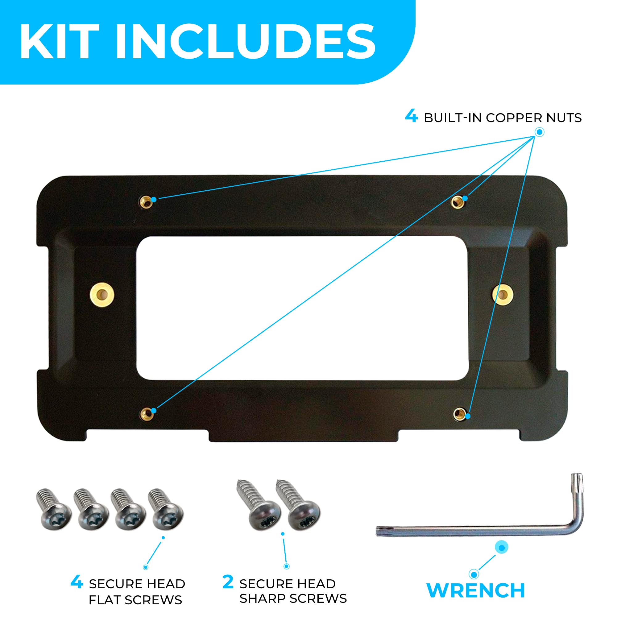 Rear Bumper License Plate Bracket For Bmw 2000-2024, Plate Holder Set W 6 Screw Bolts & Wrench Kit, License Tag Mounting Kit, Qu