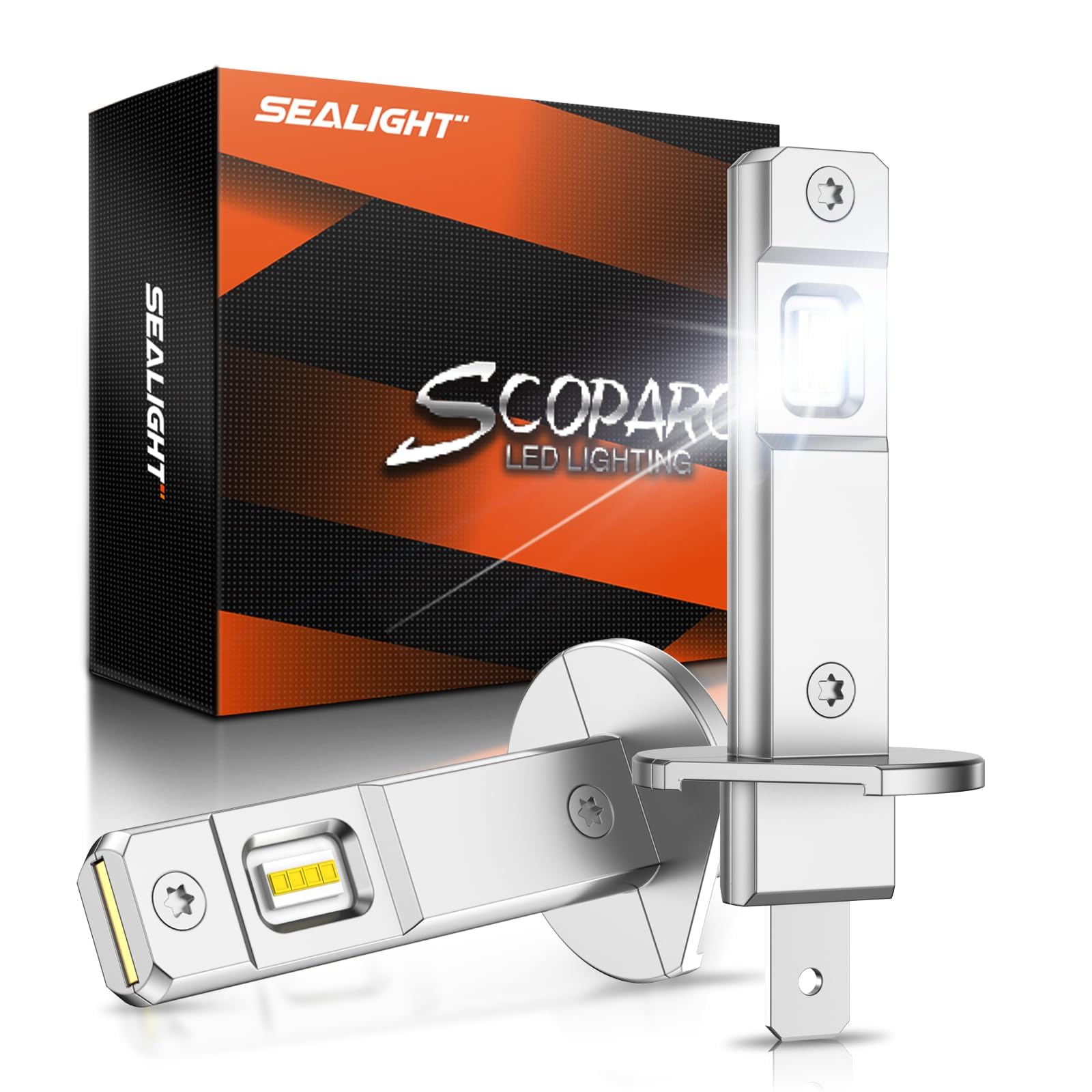 Sealight H1 Fog Light Bulbs 33000Lm Brighter, 6500K White H1 Led Light Bulbs With 15000Rpm Cooling Fan, 1:1 Direct Plug-N-Play,