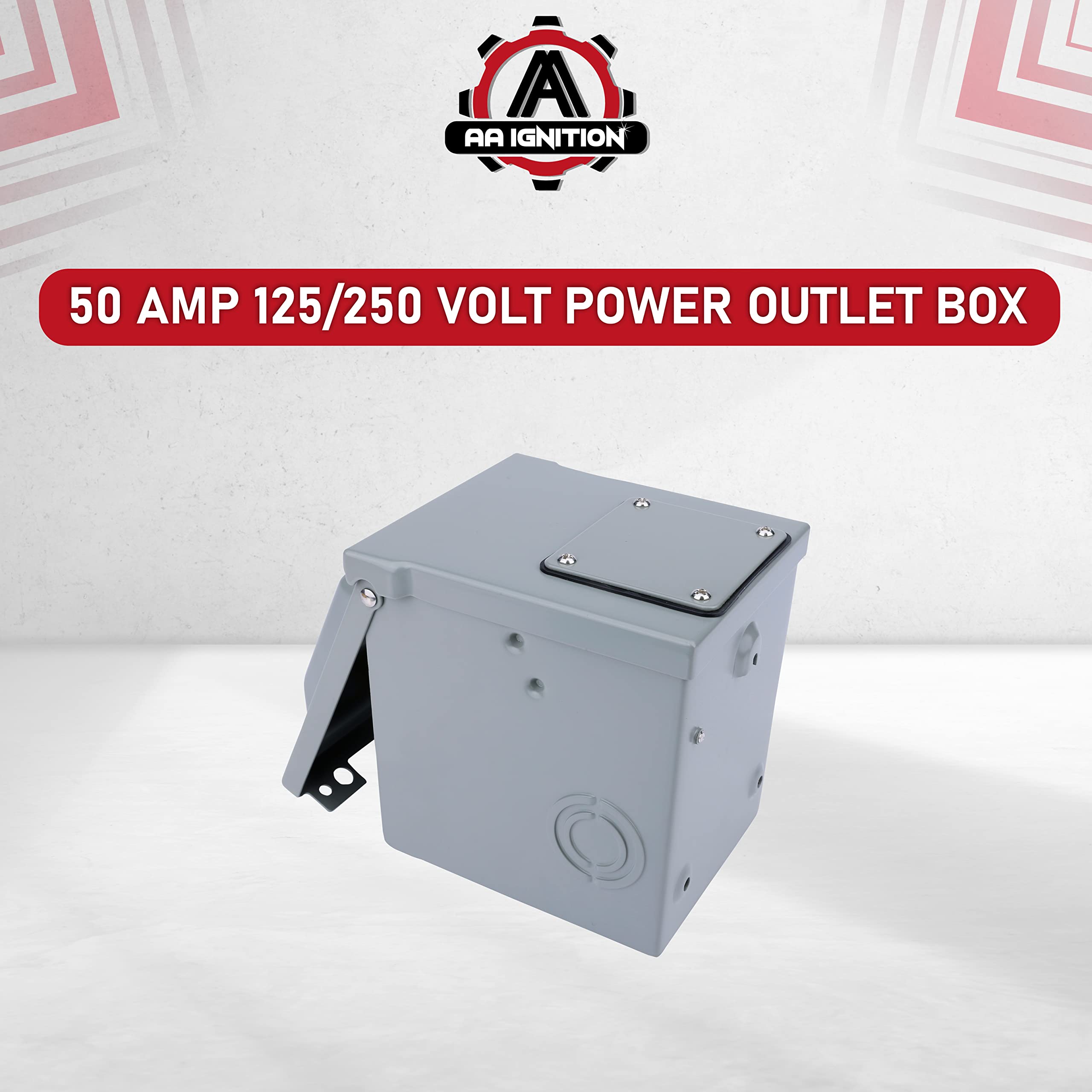 50 Amp 125/250 Volt Power Outlet Box, Enclosed Lockable - For Rv, Campers, Motorhome, Travel Trailer, Electric Cars, Generator -