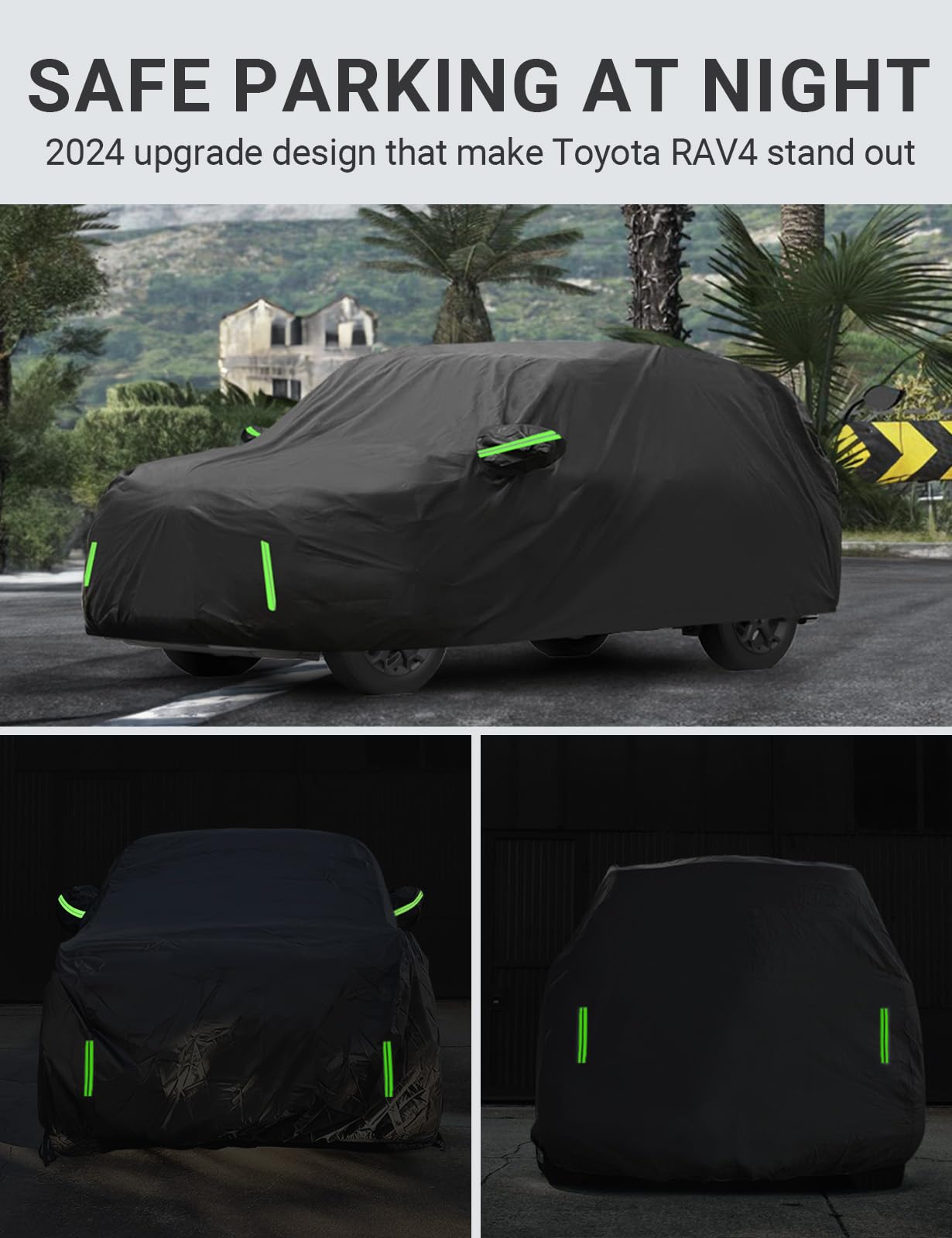 Proadsy 2024 Upgrade Car Cover Compatible With Rav4 2019-2024 Windproof All Weather Waterproof Sun Rain Uv Dust Snow Protection Outdoor Covers