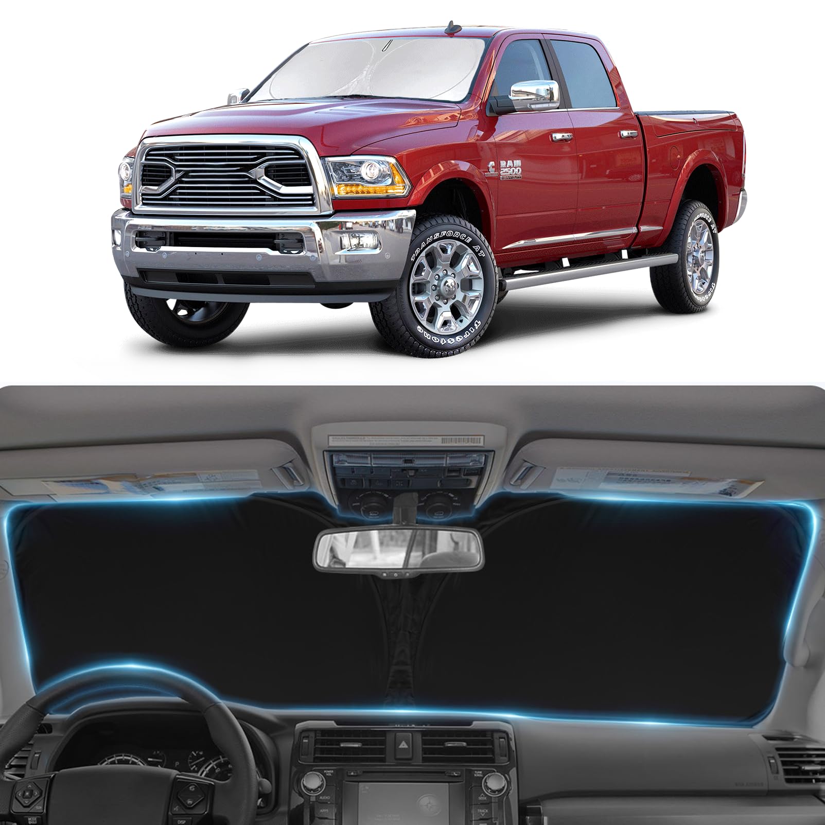 Sun Shade For Dodge Ram 2500 3500 2013-2024 2025 Truck Accessories Front Window Shade Fits Ram 2500 2Dr Regularcab, 4Dr Quadcab,