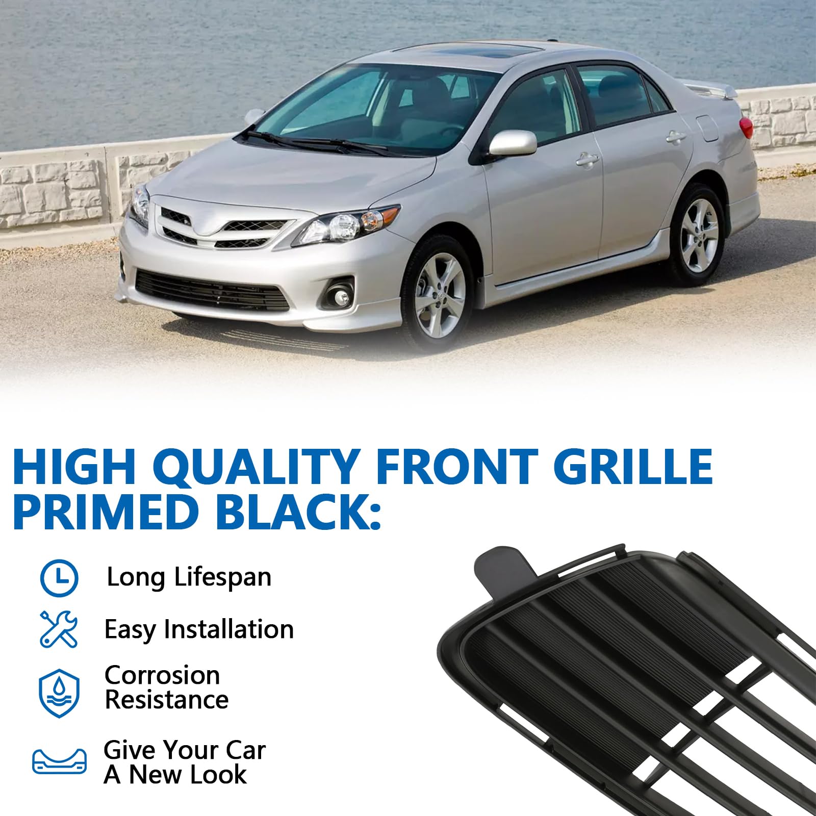 Perfit Liner Front Bumper Lower Grille Grill 2011 2012 2013 Compatible With Toyota Corolla Direct Replacement Parts Primed Black To1036125 5311202280