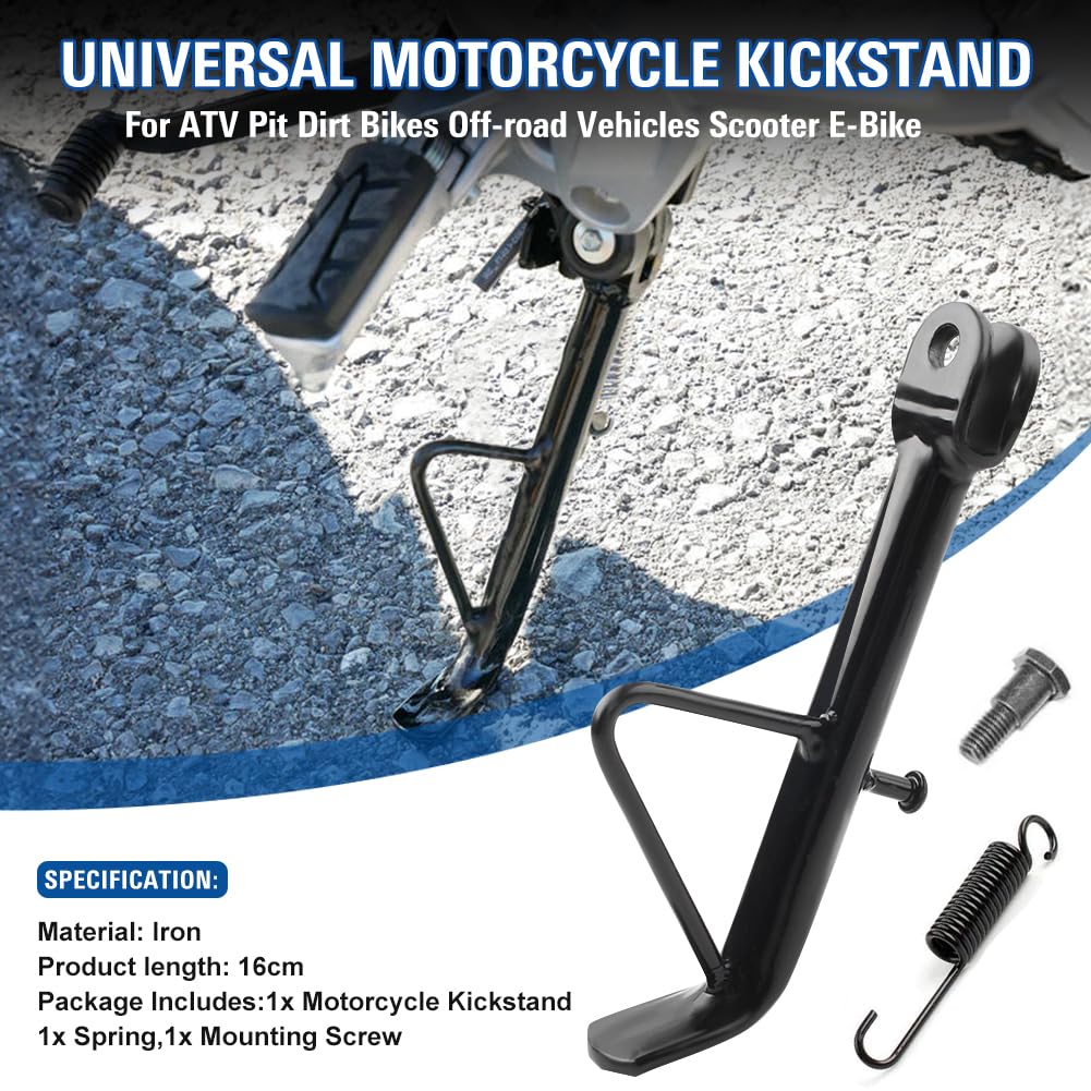 Three T 16cm Universal Kickstand Foot for ATV, Dirt Bikes, Scooters & E-Bikes - Side Stand Support for Off-Road Vehicles