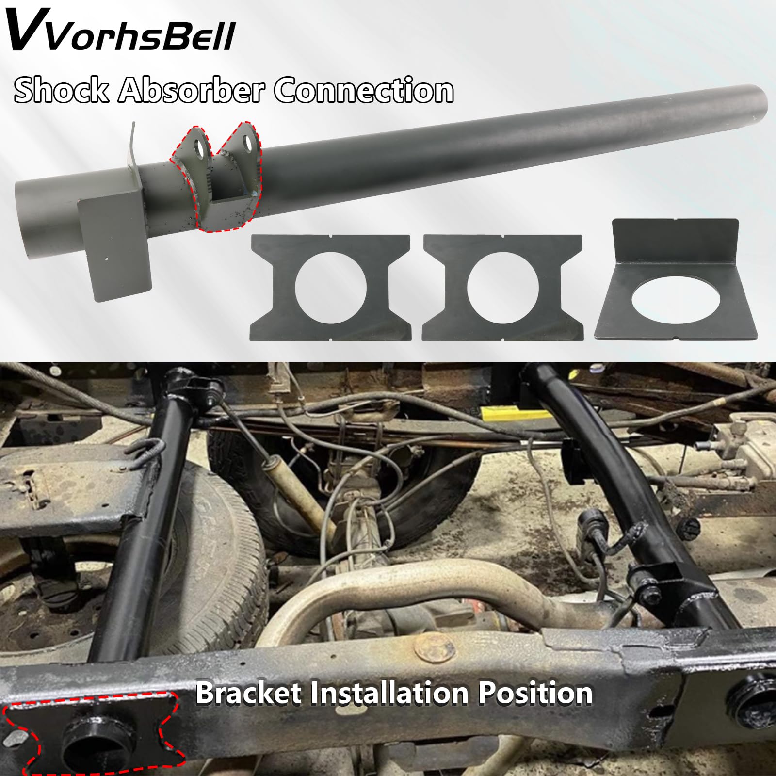 VVORHSBELL Rear Upper Shock Mount Crossmember with Bracket Compatible with 1999-2006 Chevrolet Silverado/GMC Sierra 1500, 2500 a