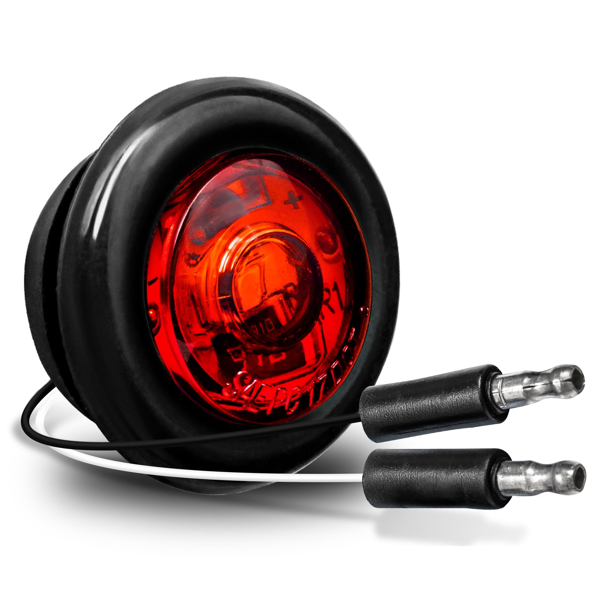 True Mods 3/4'' Inch Round Red Trailer 12V Led Marker Light [Dot Fmvss 108] [Sae P2Pc] [Semi-Spherical Output] [Ip67 Waterproof]