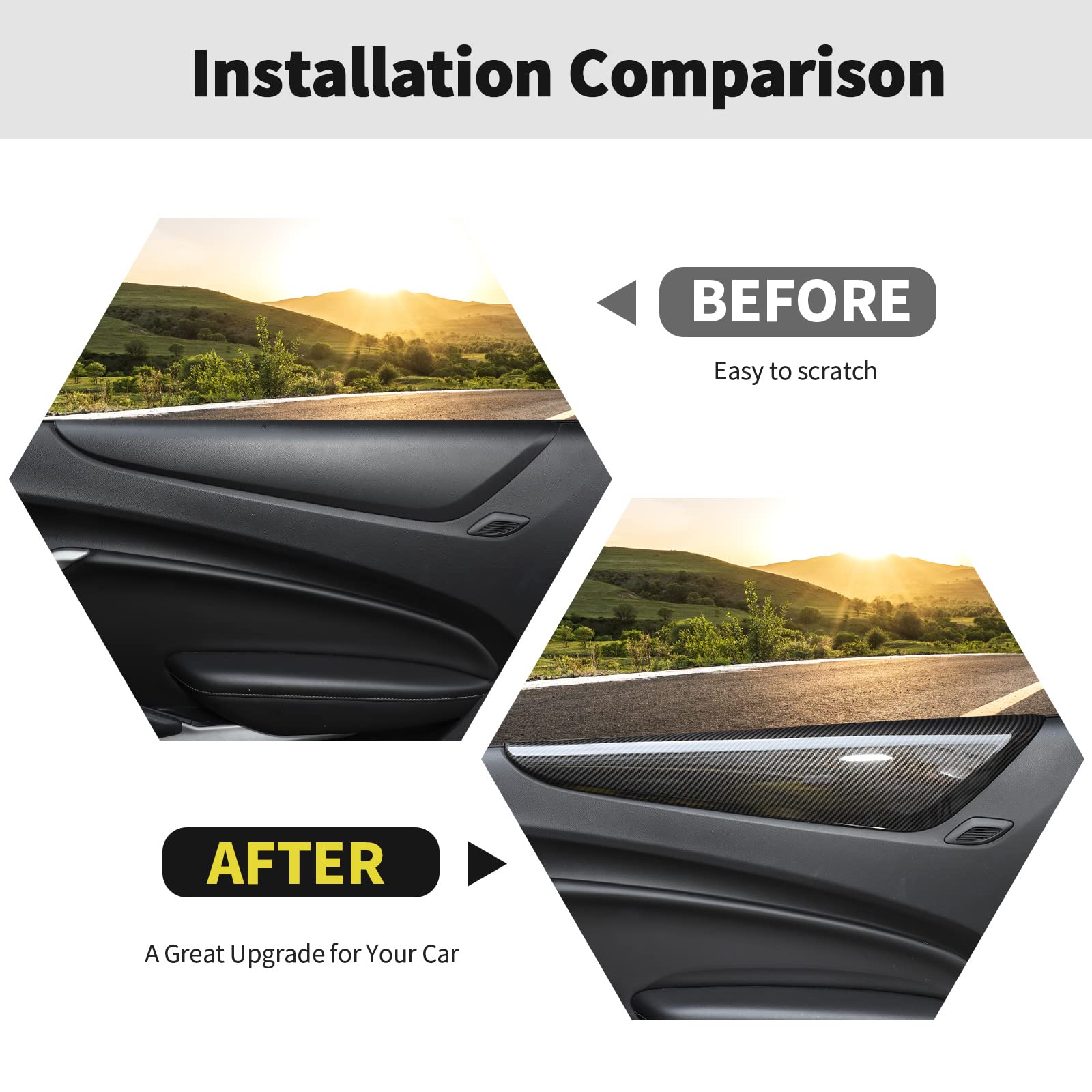 Interior Door Panel Armrest Trim Cover Decoration Interior Accessories For Chevrolet Camaro 2016-2022,Carbon Fiber Grain
