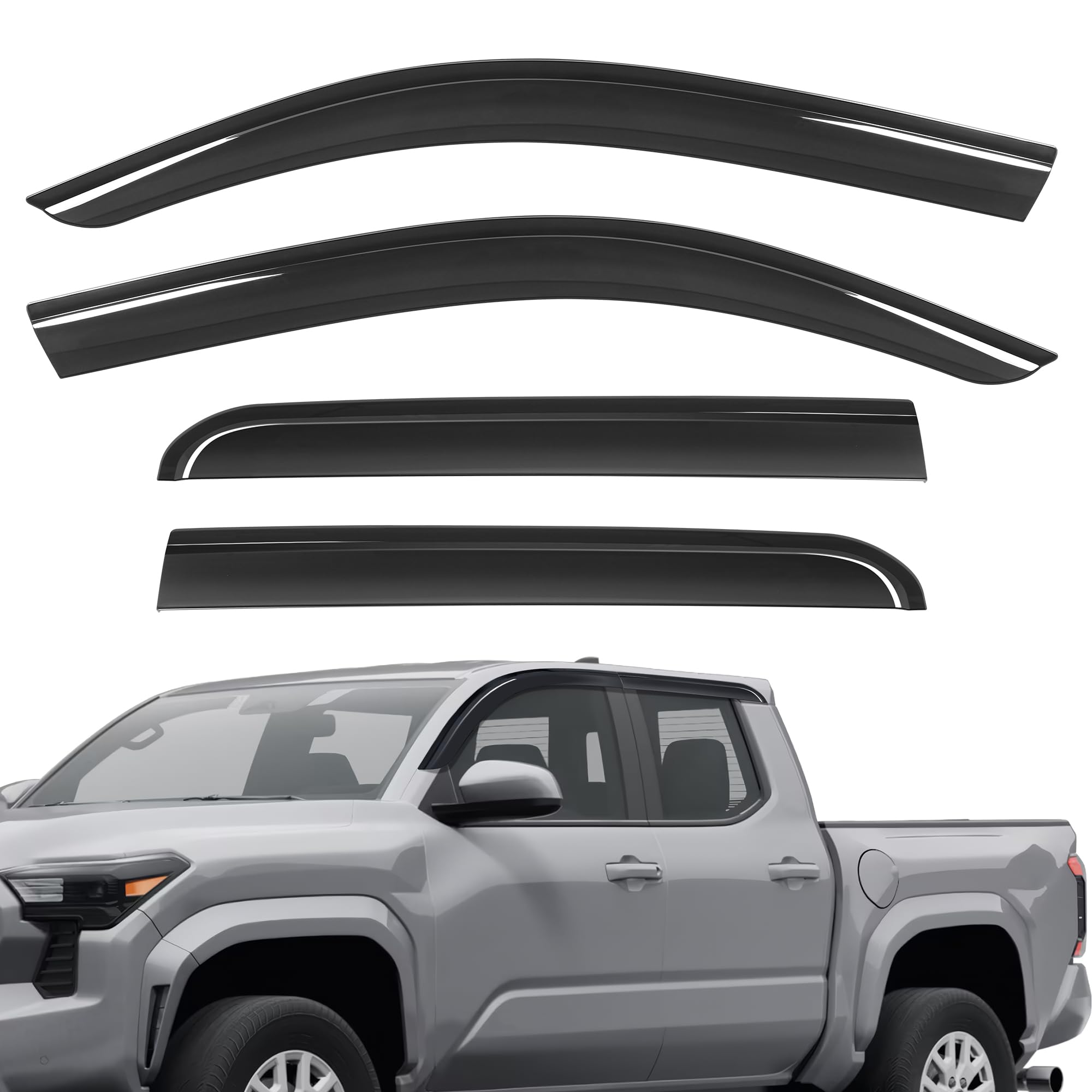 Visors Rain Guards Window Wind Deflector Fit for Toyota Tacoma 2024 2025 SR SR5 TRD Sport Off-Road Limited Trailhunter Double Ca