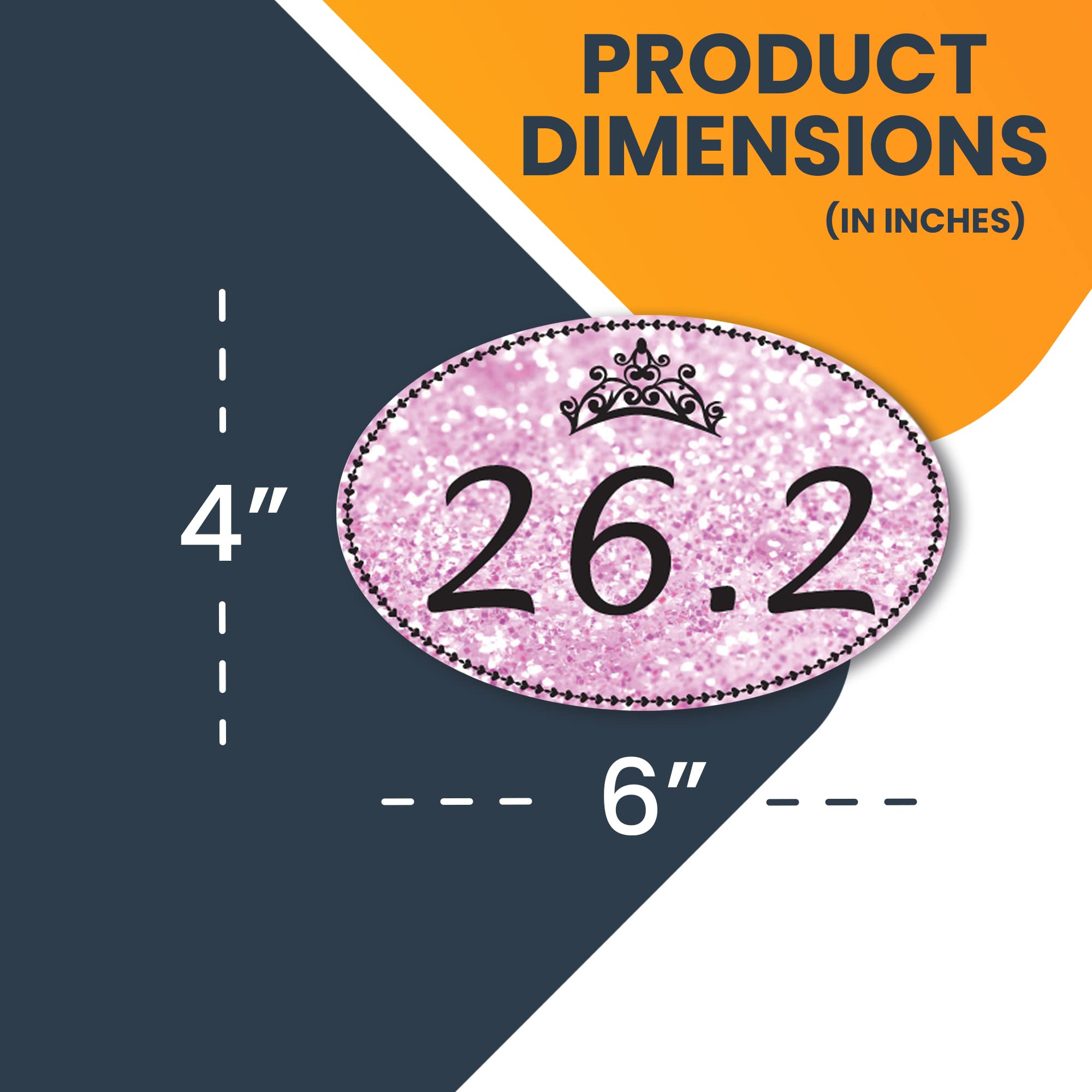 Magnet Me Up 26.2 Marathon Pink Princess Oval Magnet Decal, 4X6 Inches, Heavy Duty Automotive Magnet For Car Truck Suv