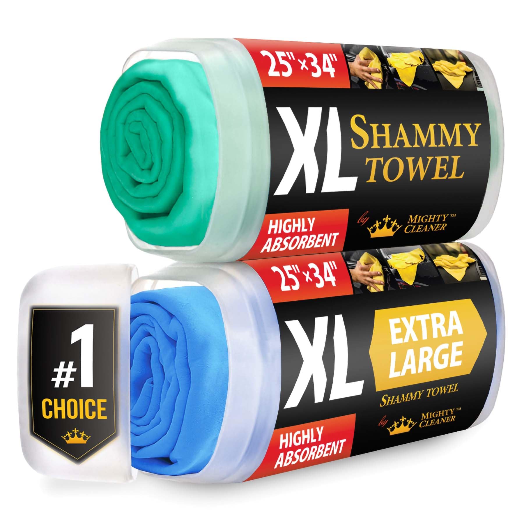 Premium Xl Shammy Towel For Car - 2Pk (34   X25   ) - Super Absorbent Chamois Cloth - Spots & Scratch-Free - Reusable Car Drying
