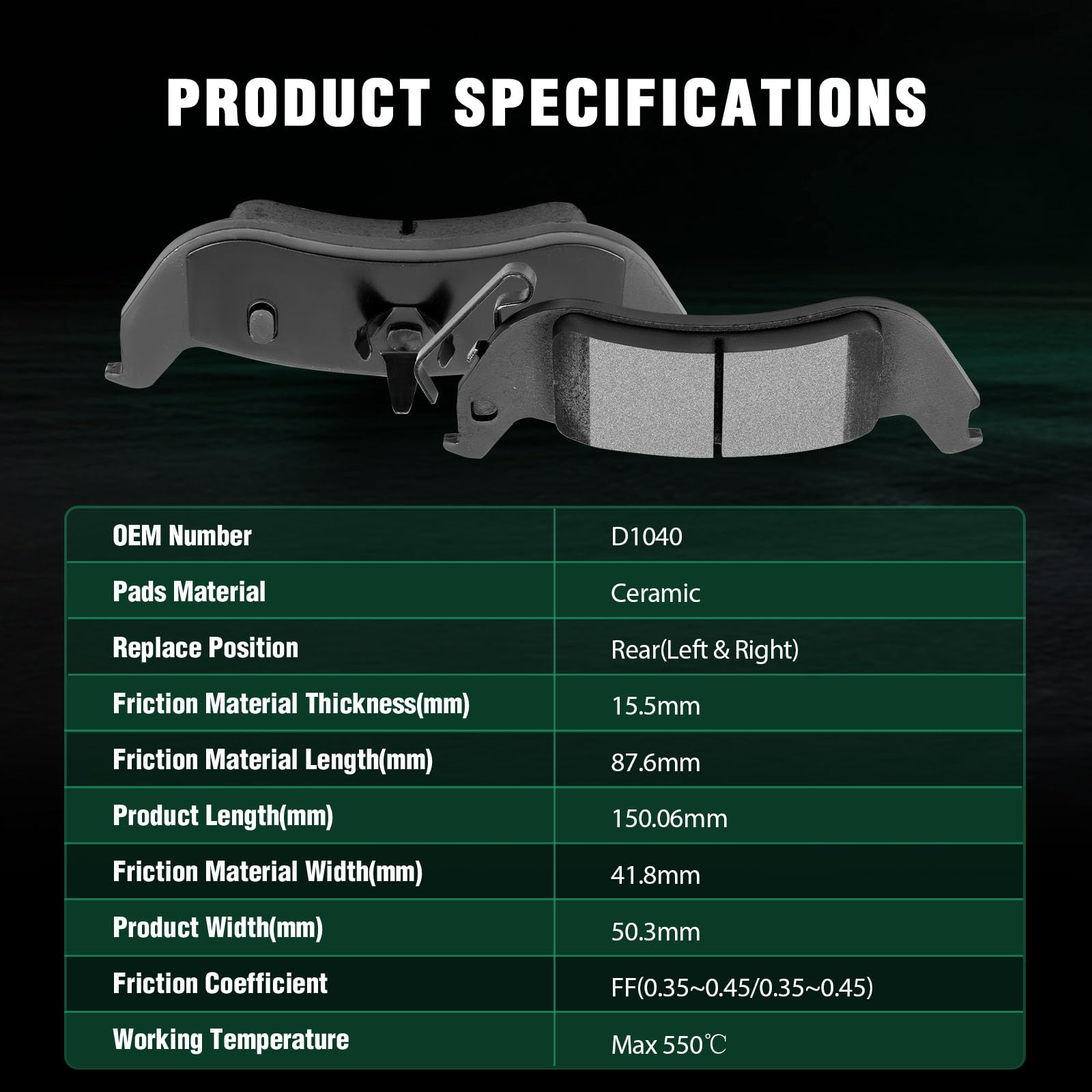 Automuto 8Pcs Front & Rear Disc Brake Pads Set D1040 D931 For Ford For Crown Victoria 2003-2011,For Lincoln Town Car 2003-2011,F