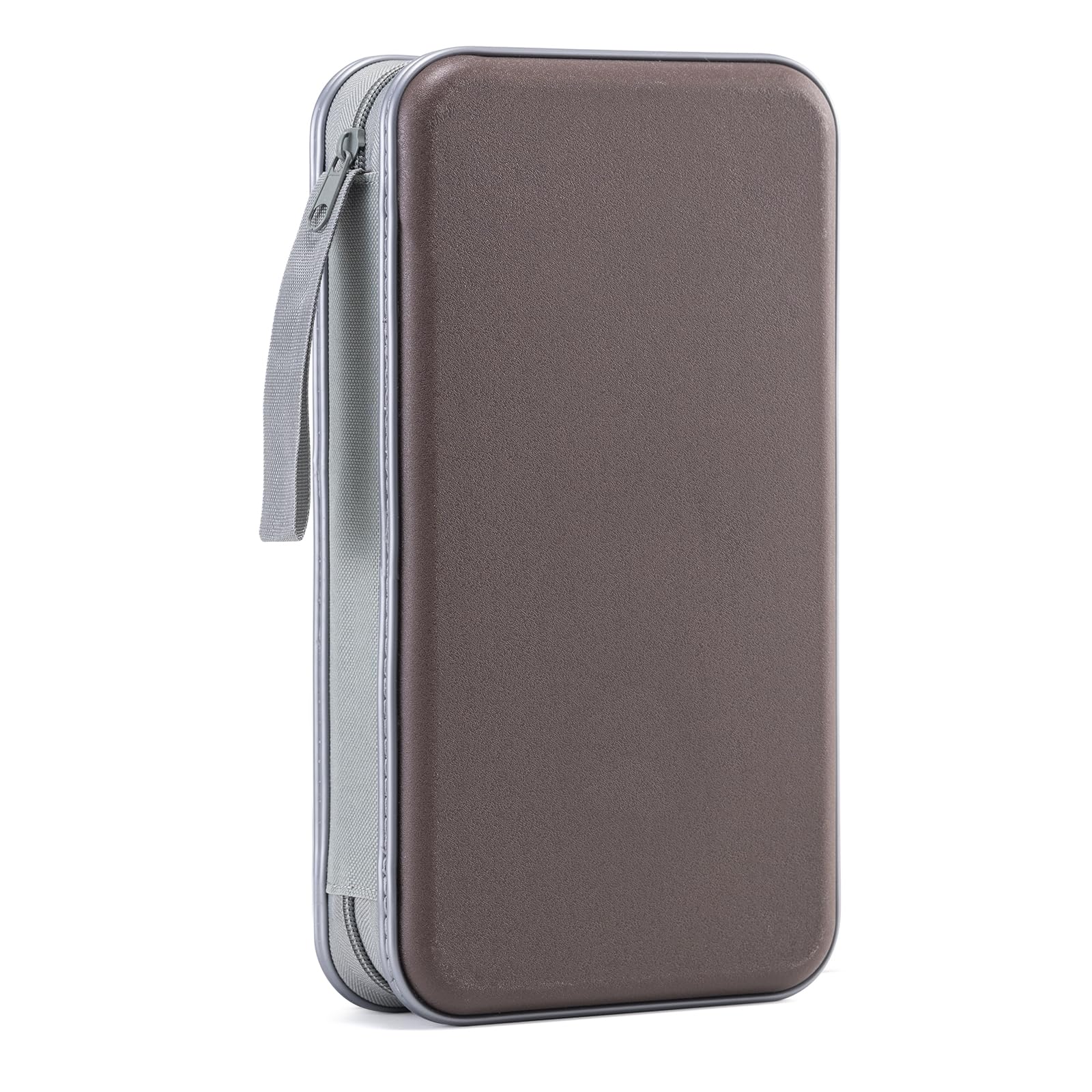 Liovode Dvd Case, 96 Capacity Cd Case Portable Cd Case Holder Storage Hard Plastic Dvd Cd Wallet Holder Organizer For Car (Coffe