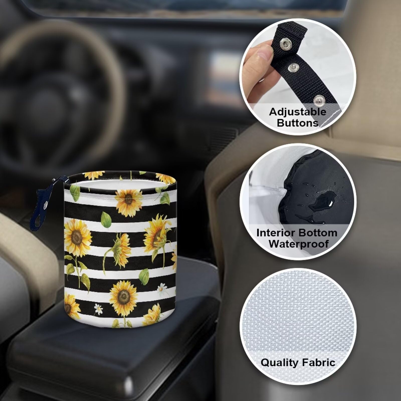 Brosoneto Hanging Portable Car Printed Sunflower Multipurpose Car Accessories Interior Universal Collapsible Back Seat, Front Co
