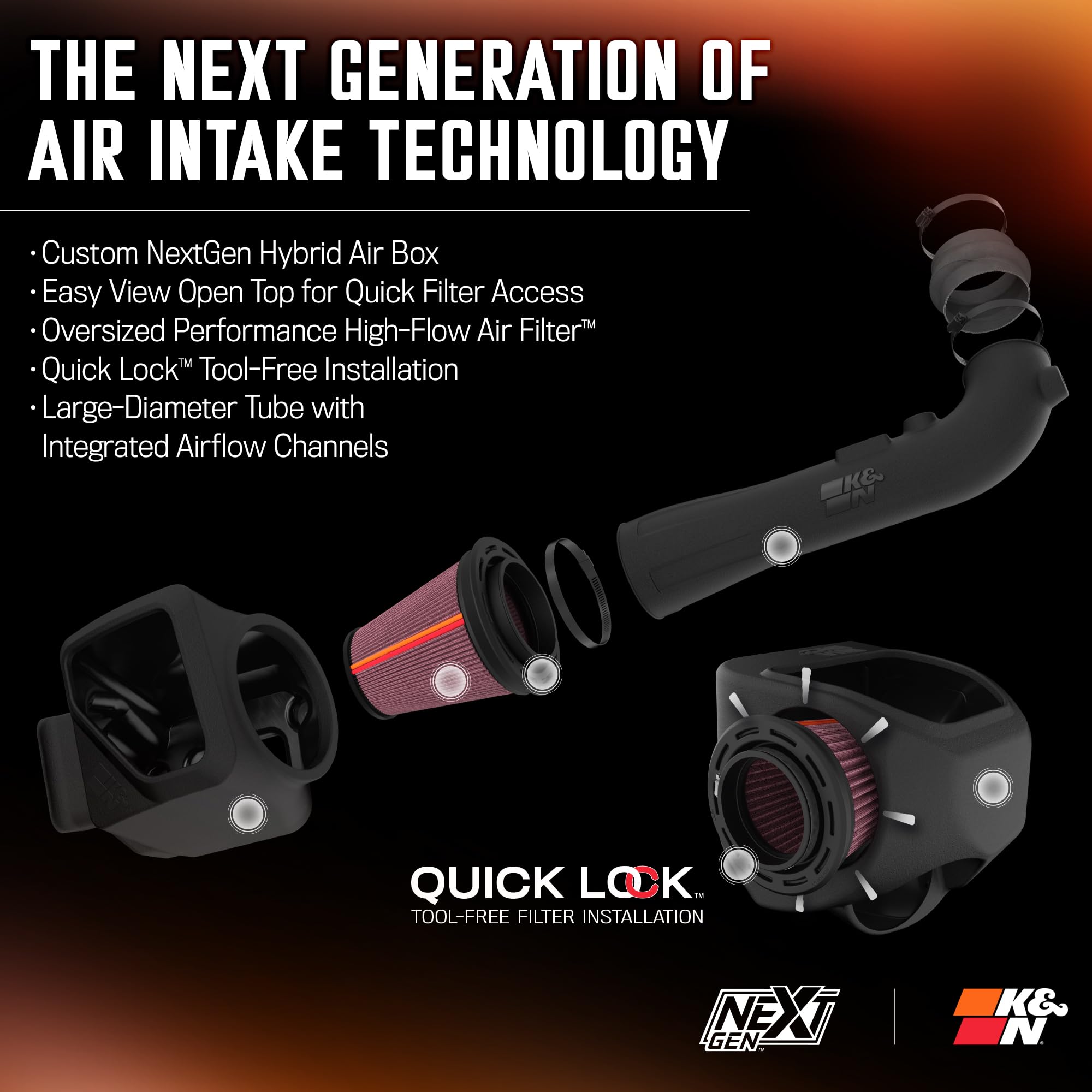 K&N Nextgen Cold Air Intake System: High-Flow Cotton Filter: Compatible With 2014-2020 Cadillac/Chevrloet/Gmc Escalade; Silverad