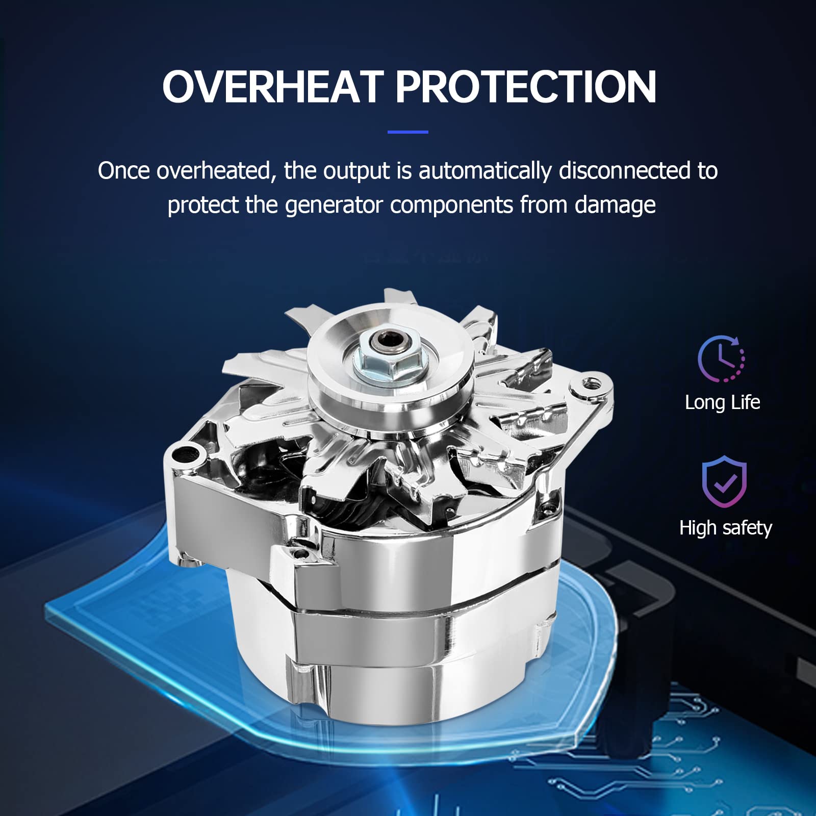 Automotive Alternator Compatible For 120Amp Chrome 1 Wire Self Exciting Street Rod Gm 305 350 Bbc Sbc