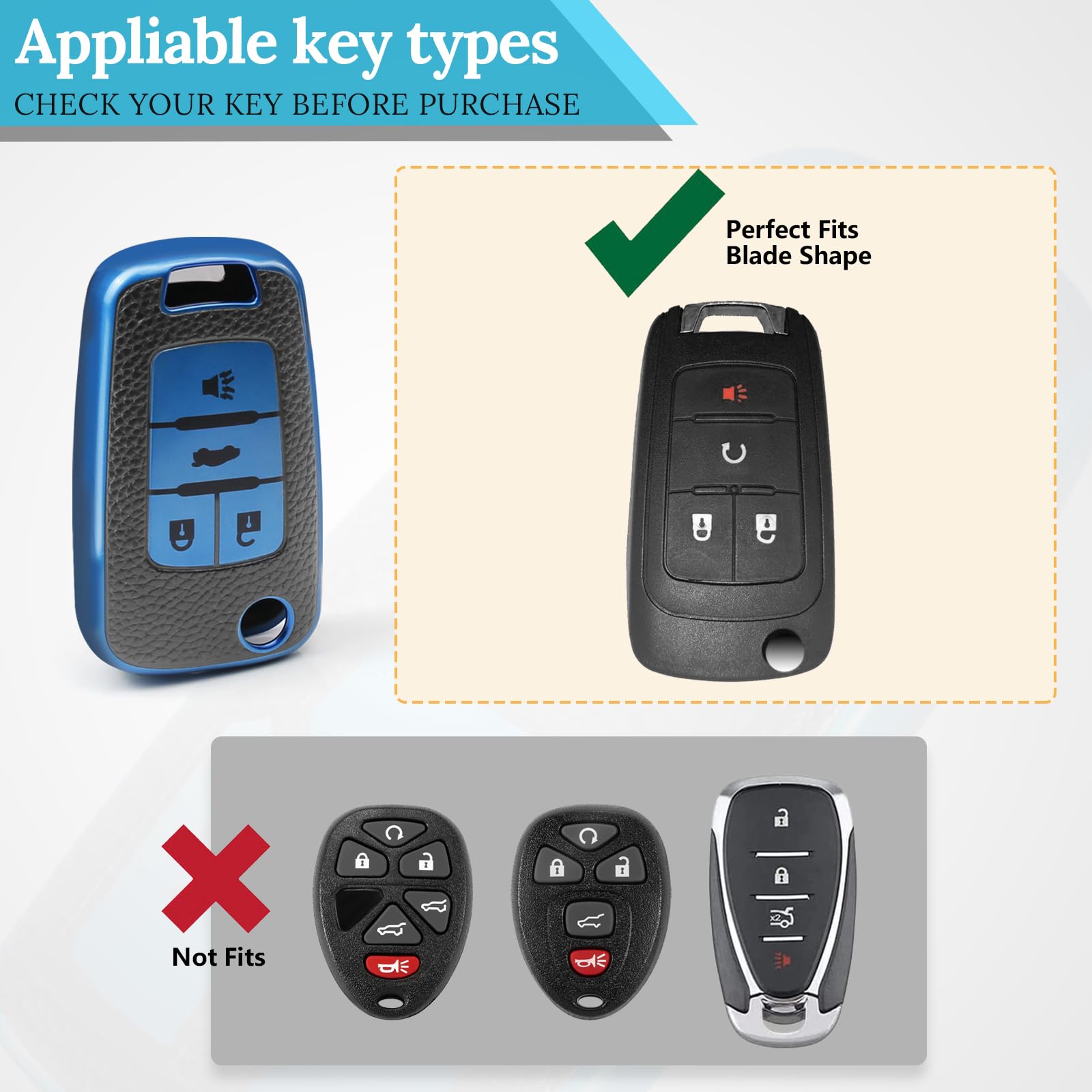 Ctrinews For Chevy Key Fob Cover With Carbon Fiber Style Belt Keychain,Upgraded Tpu Surface Grain Key Case For Cruze Equinox Mal