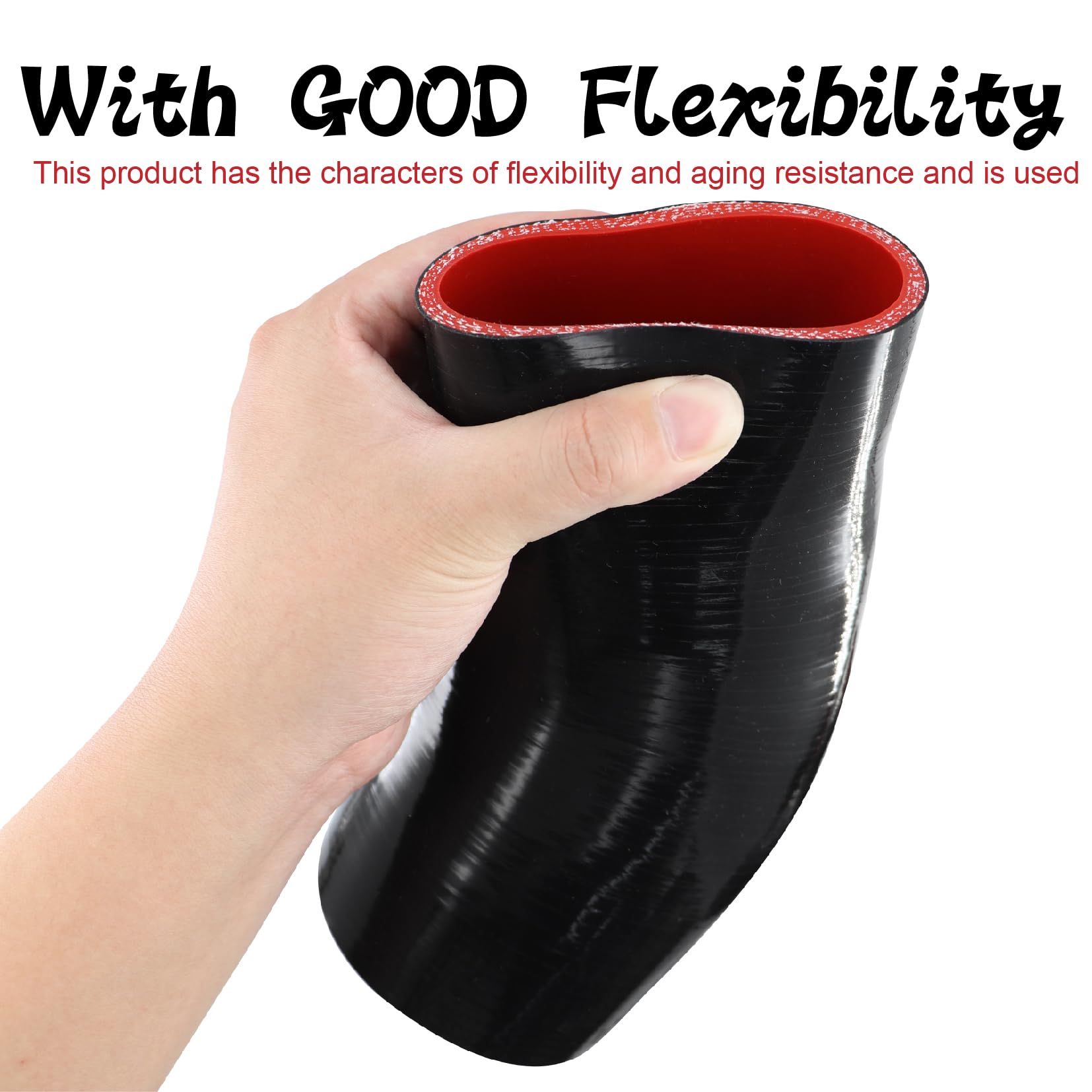 TuoLauthon 45 Degree 3.5 to 4 Inch(89-102mm) Silicone Reducer Coupler Hose,4-Ply Reinforced,Length 4Inch(102mm) with 2Pcs T-Bolt