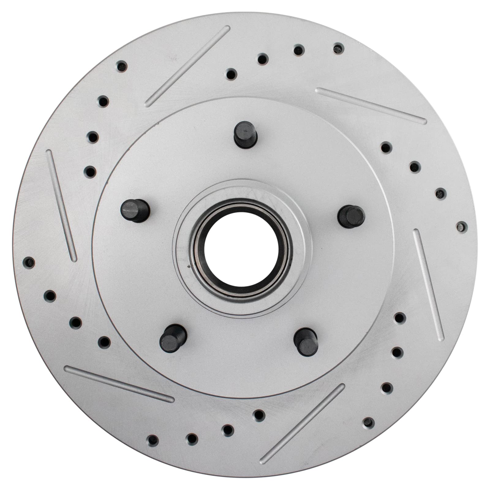Trq Front Performance Drilled Slotted & Coated Disc Brake Rotor Pair Compatible With Gm