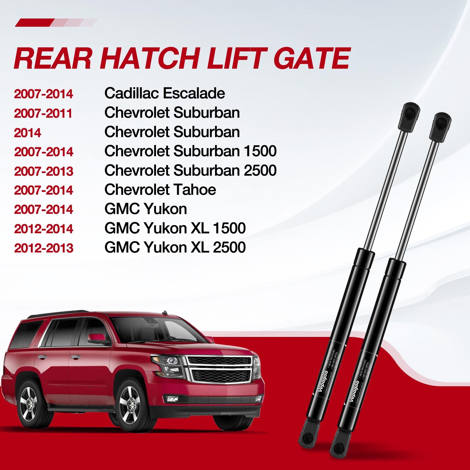 Vepagoo 6156 Rear Hatch Liftgate Strut Fit For 2007-2014 Cadillac Escalade, 2007-2014 Chevrolet Suburban 1500 2500, 07-14 Chevro