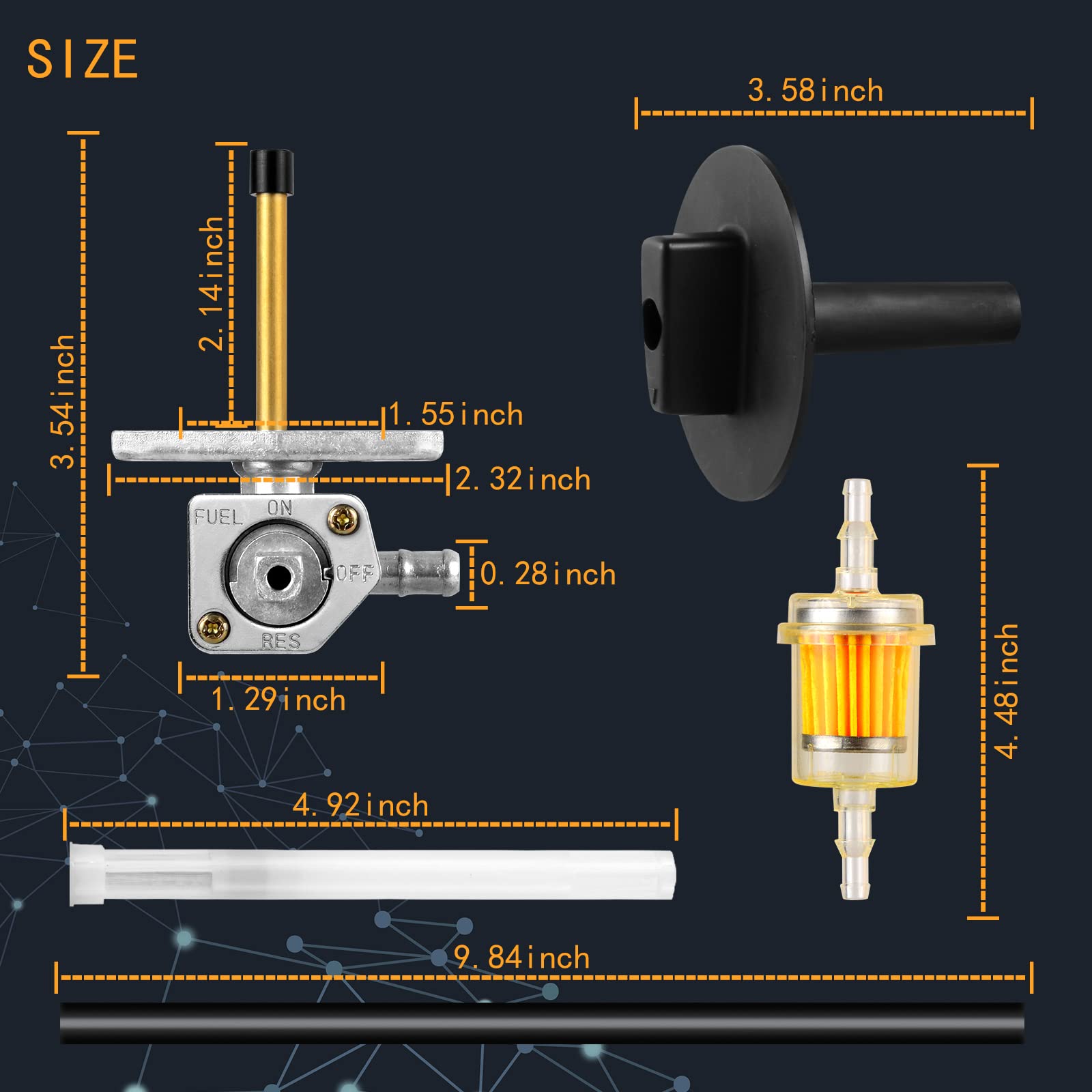 MOTO1988 Fuel Cock Valve Petcock Lever Screw and Shut Off Switch for Honda Recon 250 TRX250 Rancher 350 TRX350 Foreman 400 Ranch