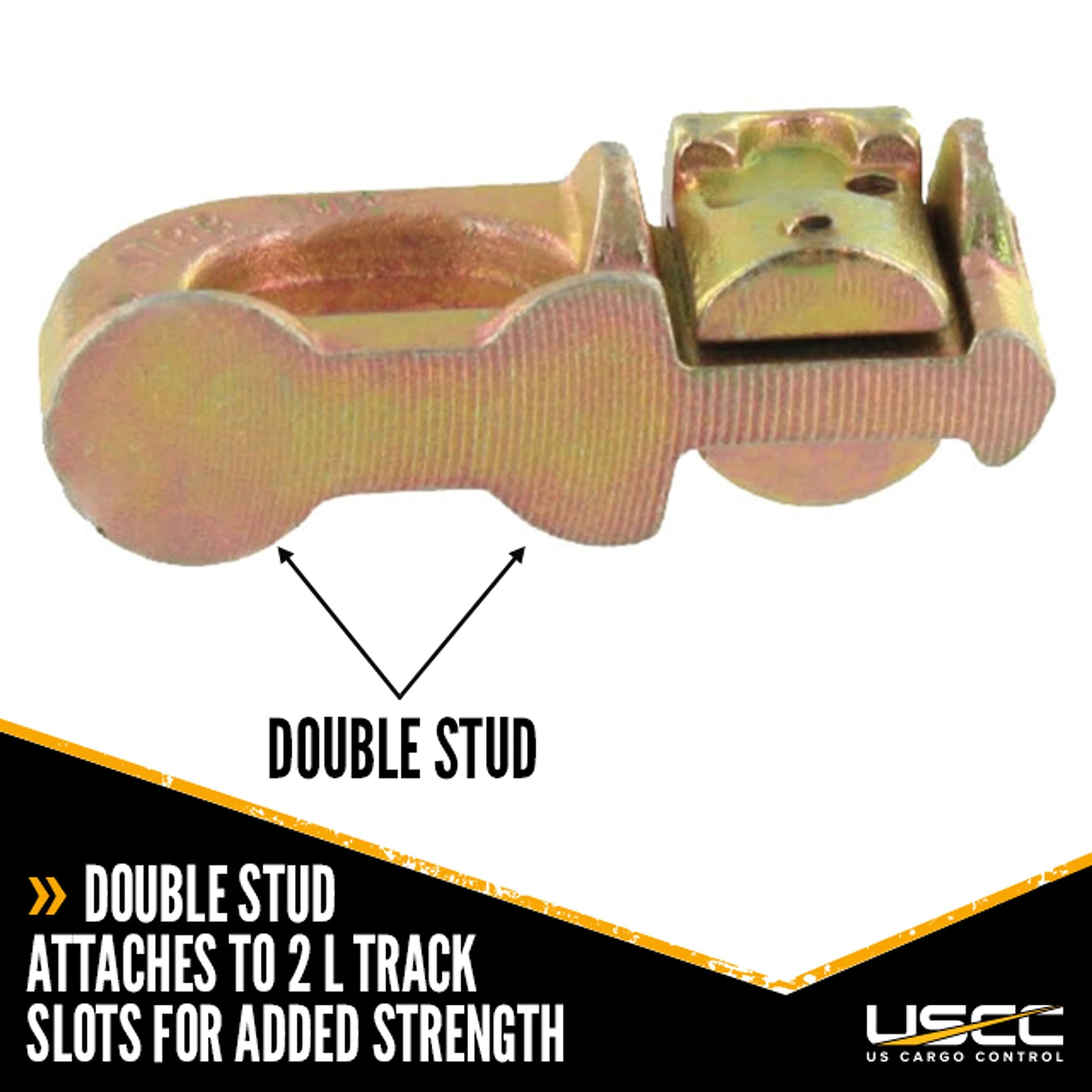 US Cargo Control L Track Double Stud Fitting (10 Pack) 5,000 Pounds Break Strength, Use with L Track Rails in Truck Bed or Trailer to tie Down ATV, Motorcycle, Automatic Locking with Spring Release