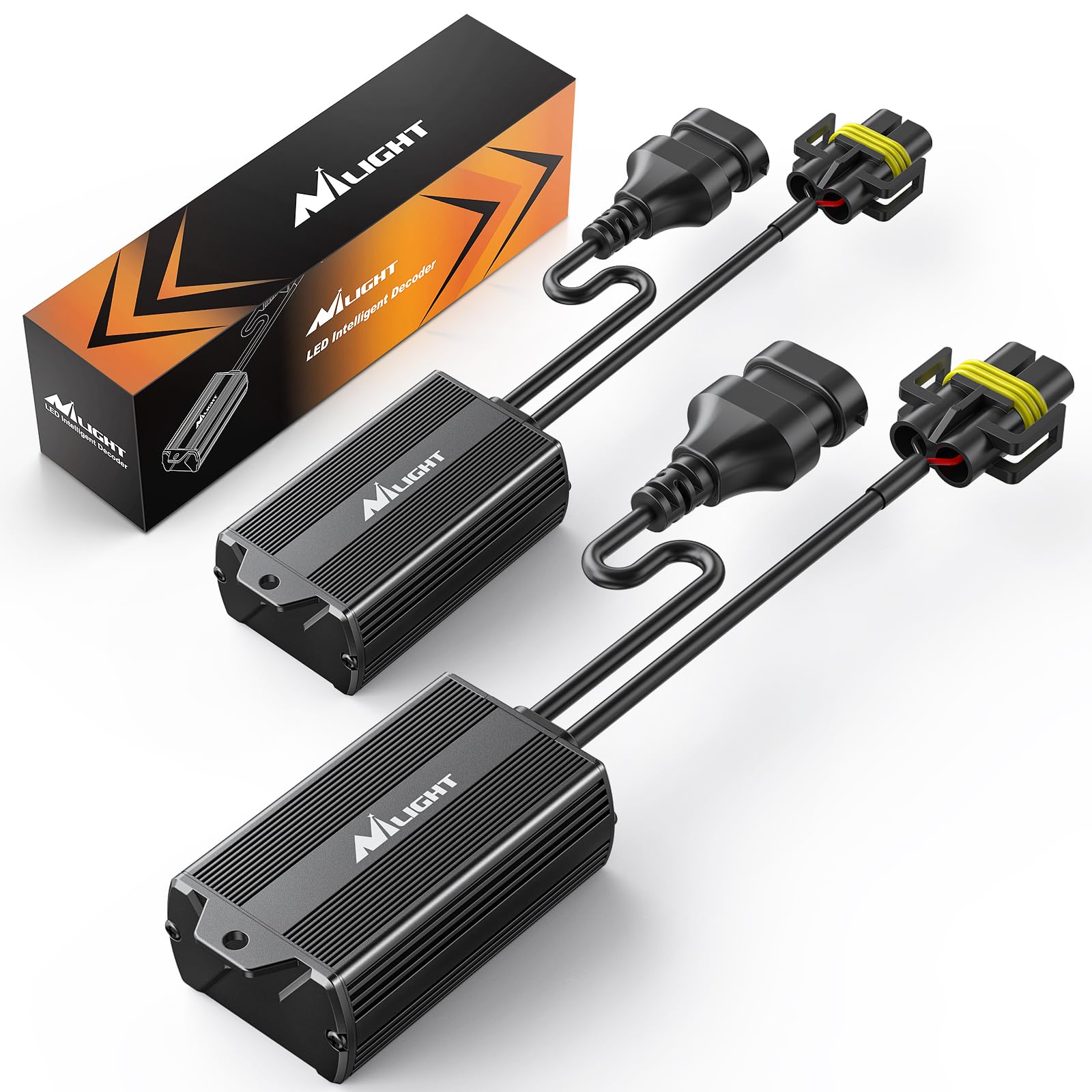 Nilight H11/H9/H8 LED CANbus Decoder - Anti-Flickering Harness Error Free Resistor Capacitor for LED Headlight Bulb, 6 watts, Pa