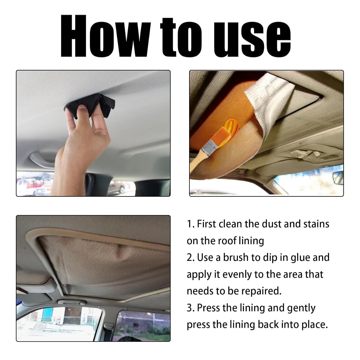 100ml Headliner Repair Glue,Car Headliner Adhesive,Leather Repair, with Brush, Suitable for Various Repairs, Car Roof Fabric Adh