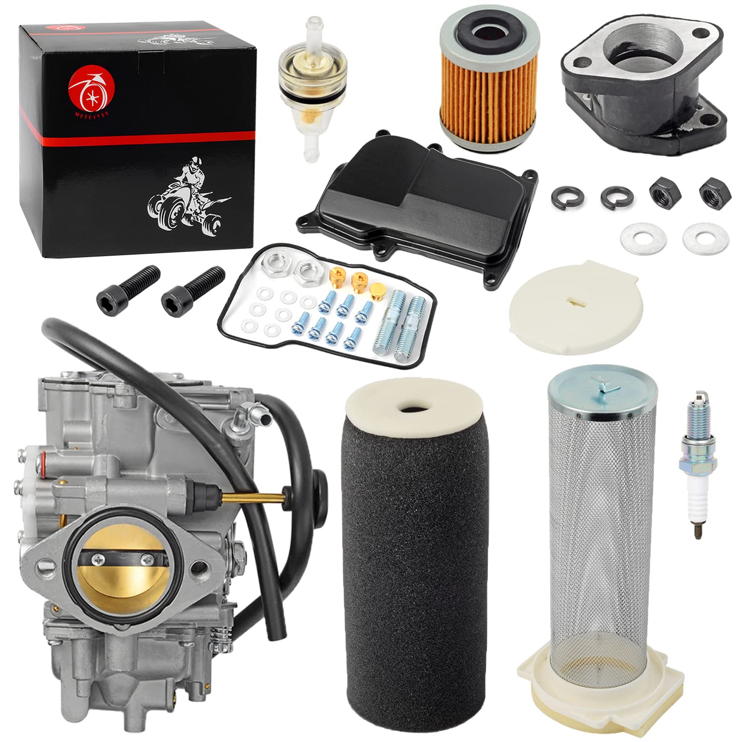 Carburetor Carb & Air Filter & & Guide Intake Manifold Boot Kit For Yamaha Warrior 350 Yfm350X Carb 1987-2004