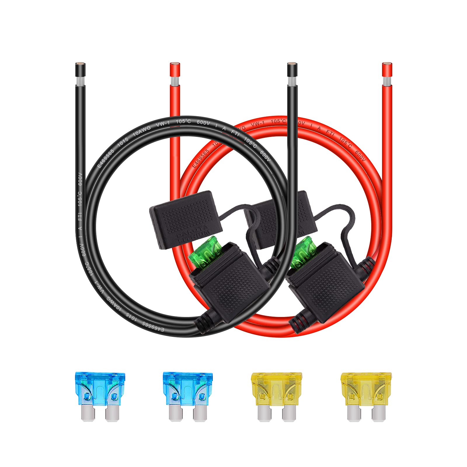 10 Gauge Fuse Holder - 10 Awg Inline Heavy Duty Wire Fuse Holder With 30 Amp Atc/Ato Blade Fuses For Automotive Car Motorcycle Marine Rv 4Ft/1.2M