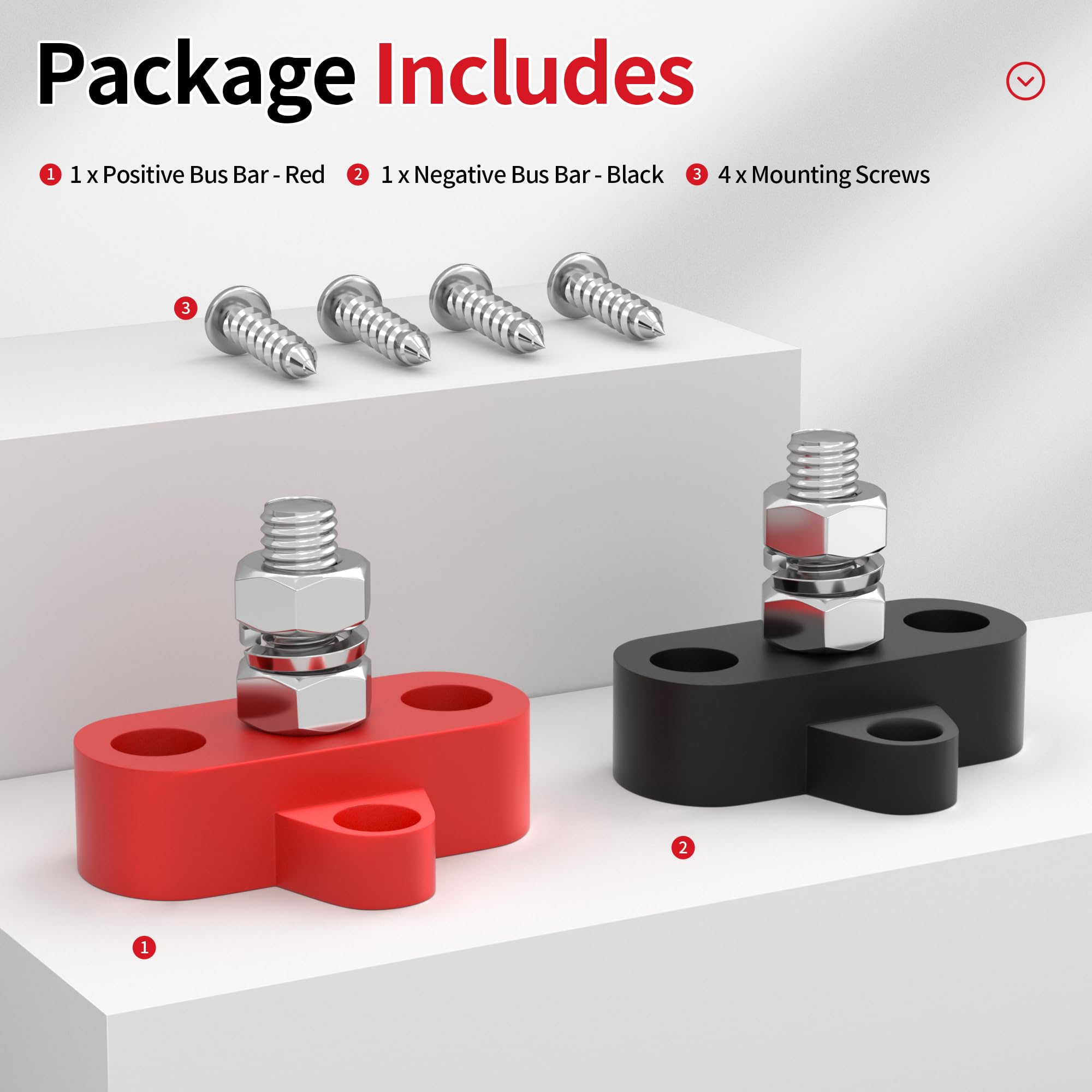 Joinfworld Bus Bar 12V 250A Power Distribution Block Single 5/16'' Stud Battery Post Junction Block For Marine Automotive Car Bo